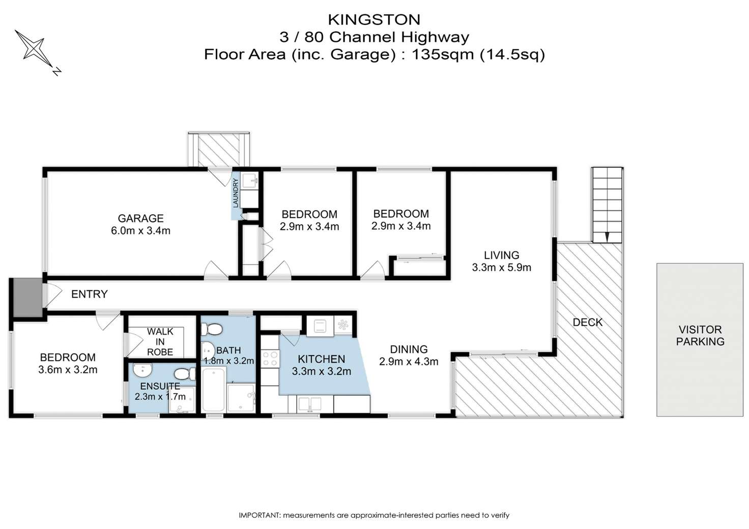 Floorplan of Homely townhouse listing, 3/80 Channel Highway, Kingston TAS 7050