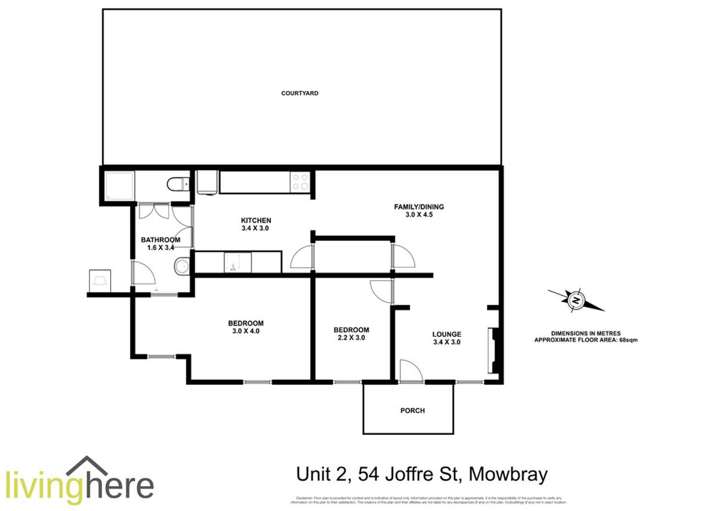 Floorplan of Homely unit listing, 2/54 Joffre Street, Mowbray TAS 7248