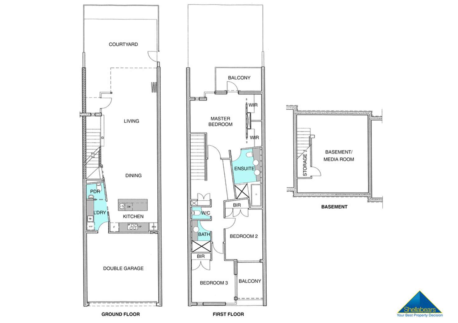 Floorplan of Homely townhouse listing, 1/3 Clive Road, Cottesloe WA 6011