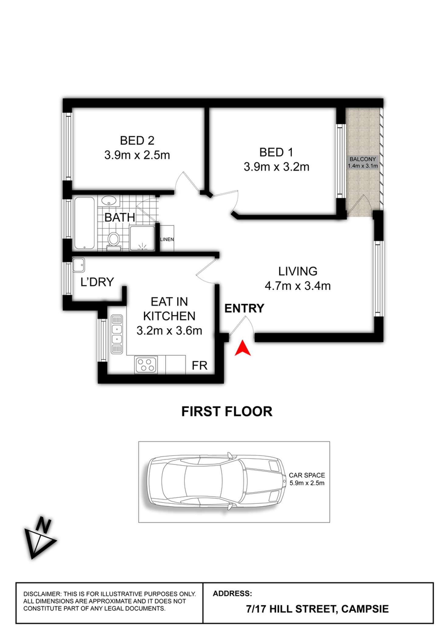 Floorplan of Homely apartment listing, 7/17 Hill Street, Campsie NSW 2194