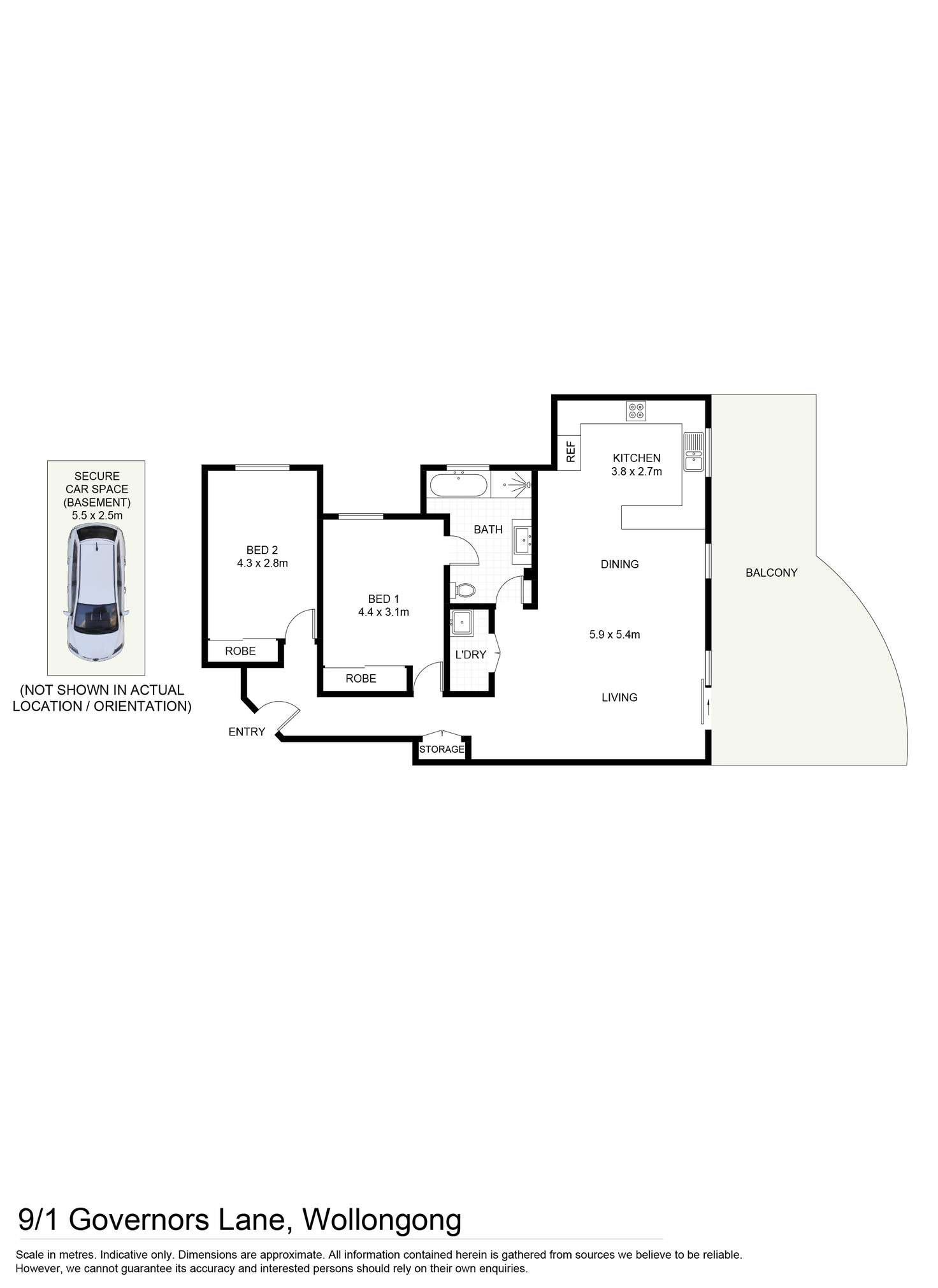 Floorplan of Homely unit listing, 9/1 Governors Lane, Wollongong NSW 2500