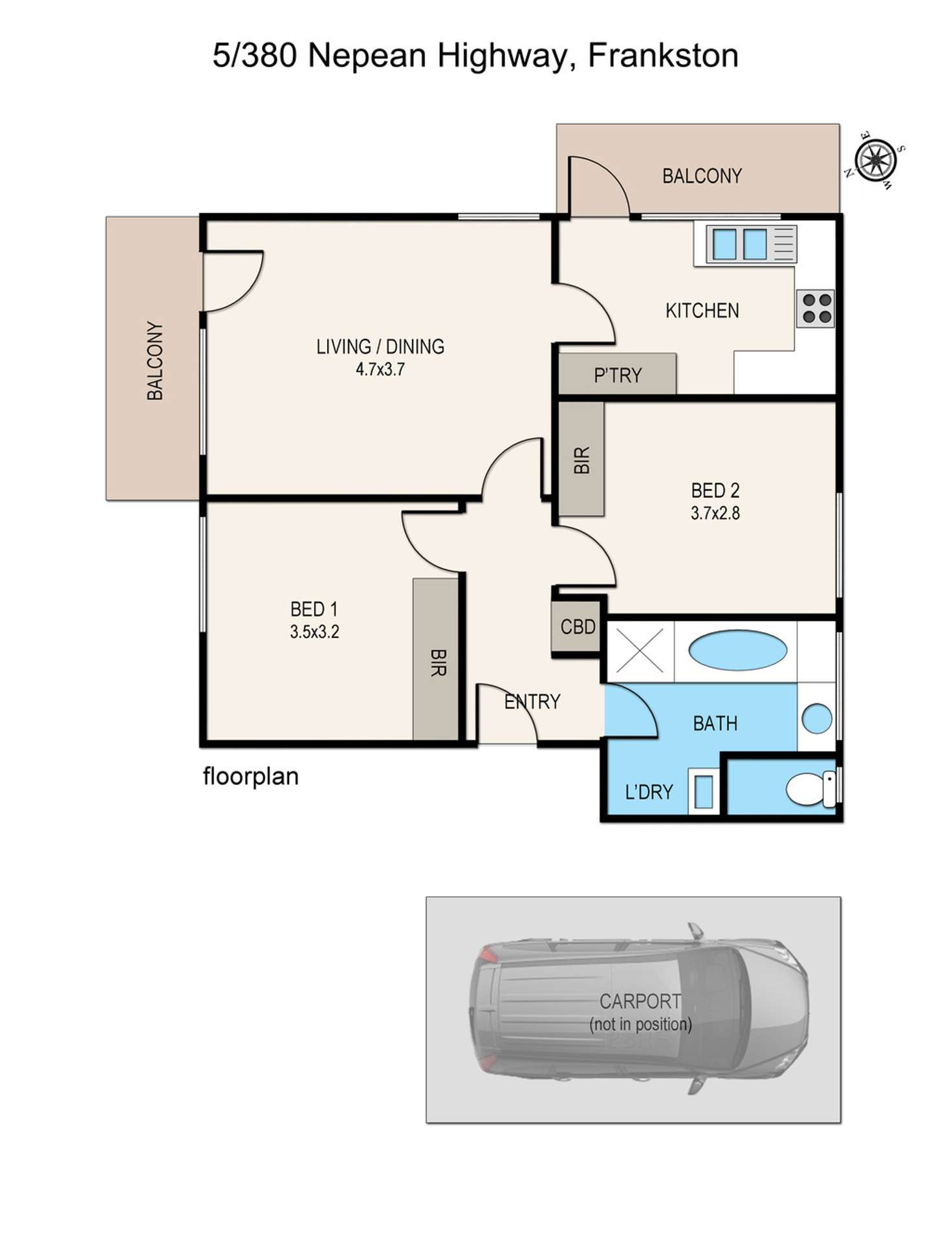 Floorplan of Homely house listing, 5/380 Nepean Highway, Frankston VIC 3199