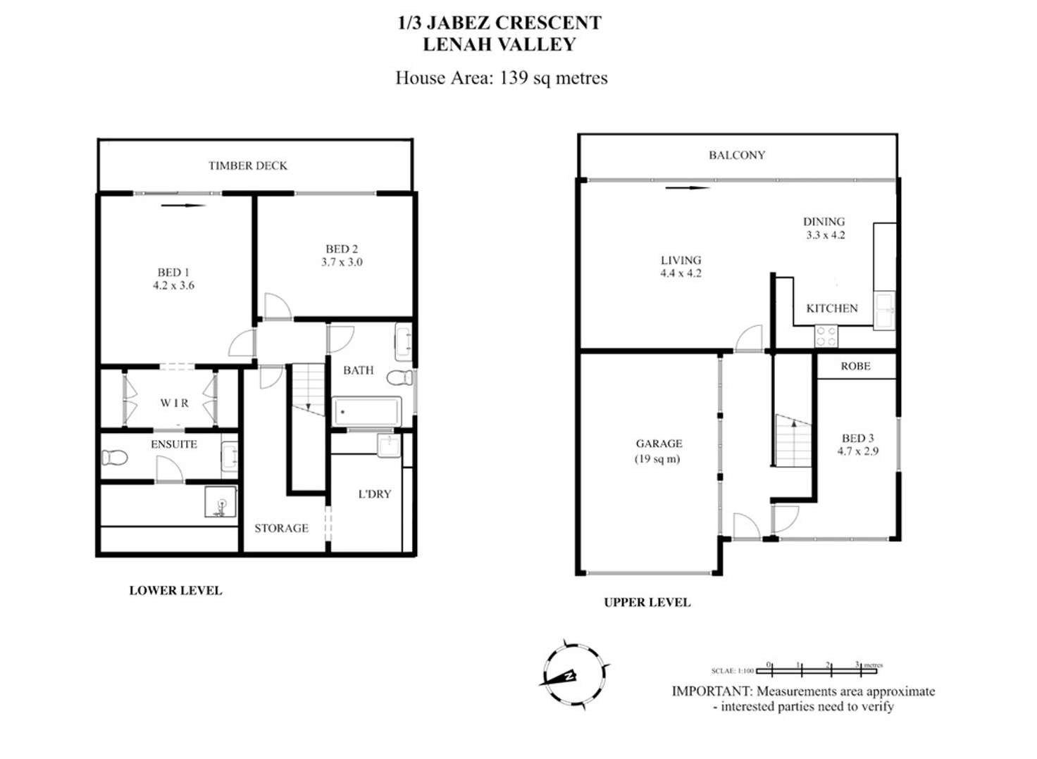Floorplan of Homely unit listing, 1/3 Jabez Crescent, Lenah Valley TAS 7008