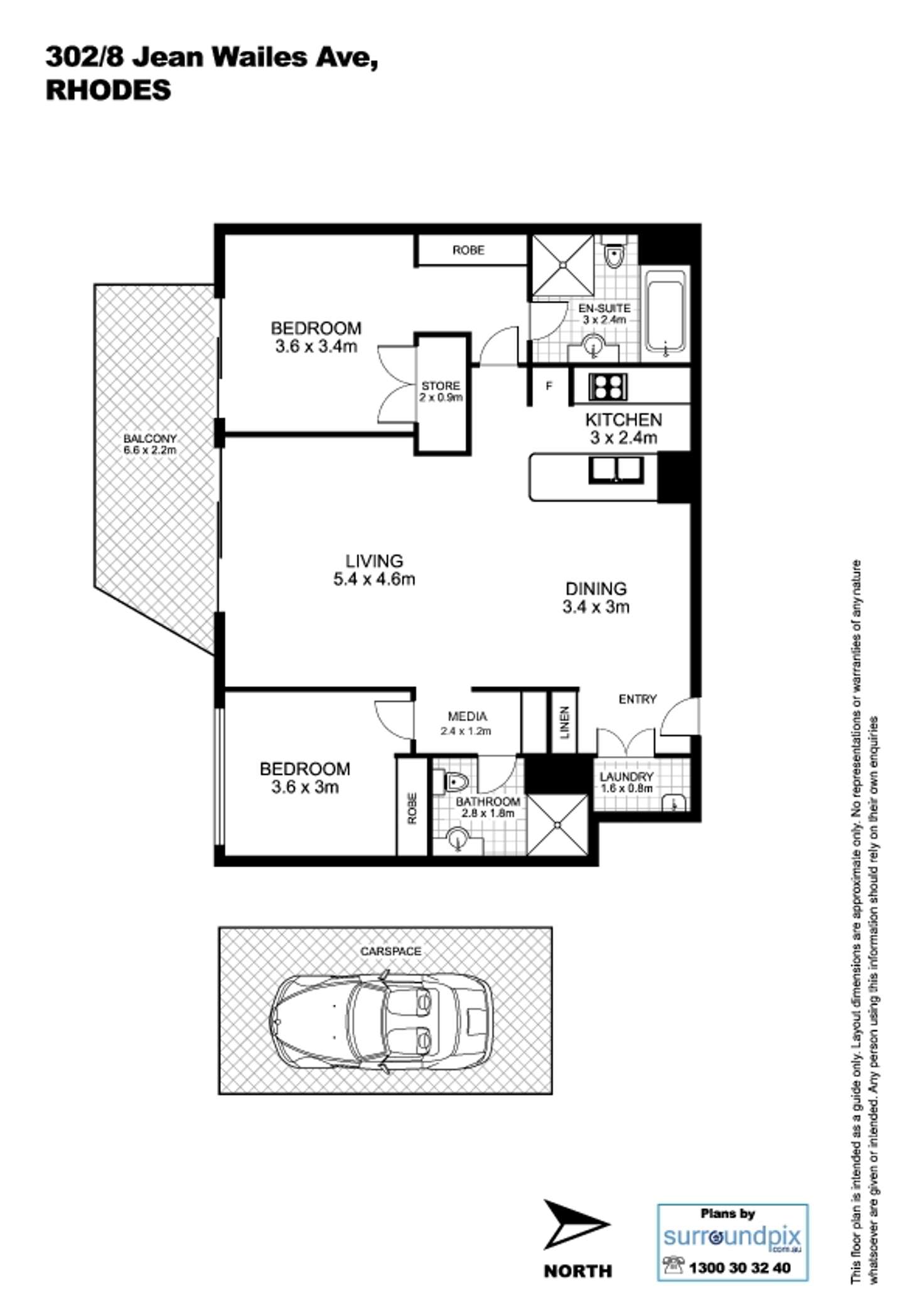 Floorplan of Homely apartment listing, 302/8 Jean Wailes Avenue, Rhodes NSW 2138