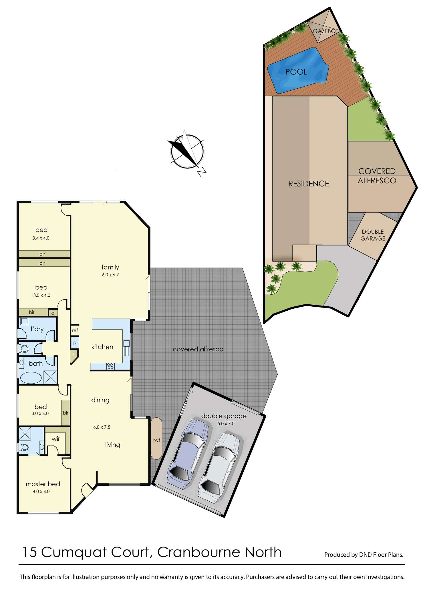 Floorplan of Homely house listing, 15 Cumquat Court, Cranbourne North VIC 3977