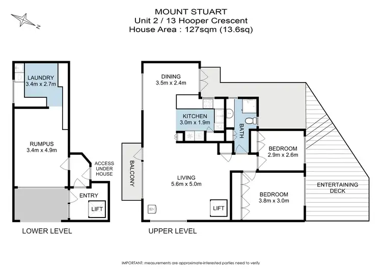 Floorplan of Homely townhouse listing, 2/13 Hooper Crescent, Mount Stuart TAS 7000
