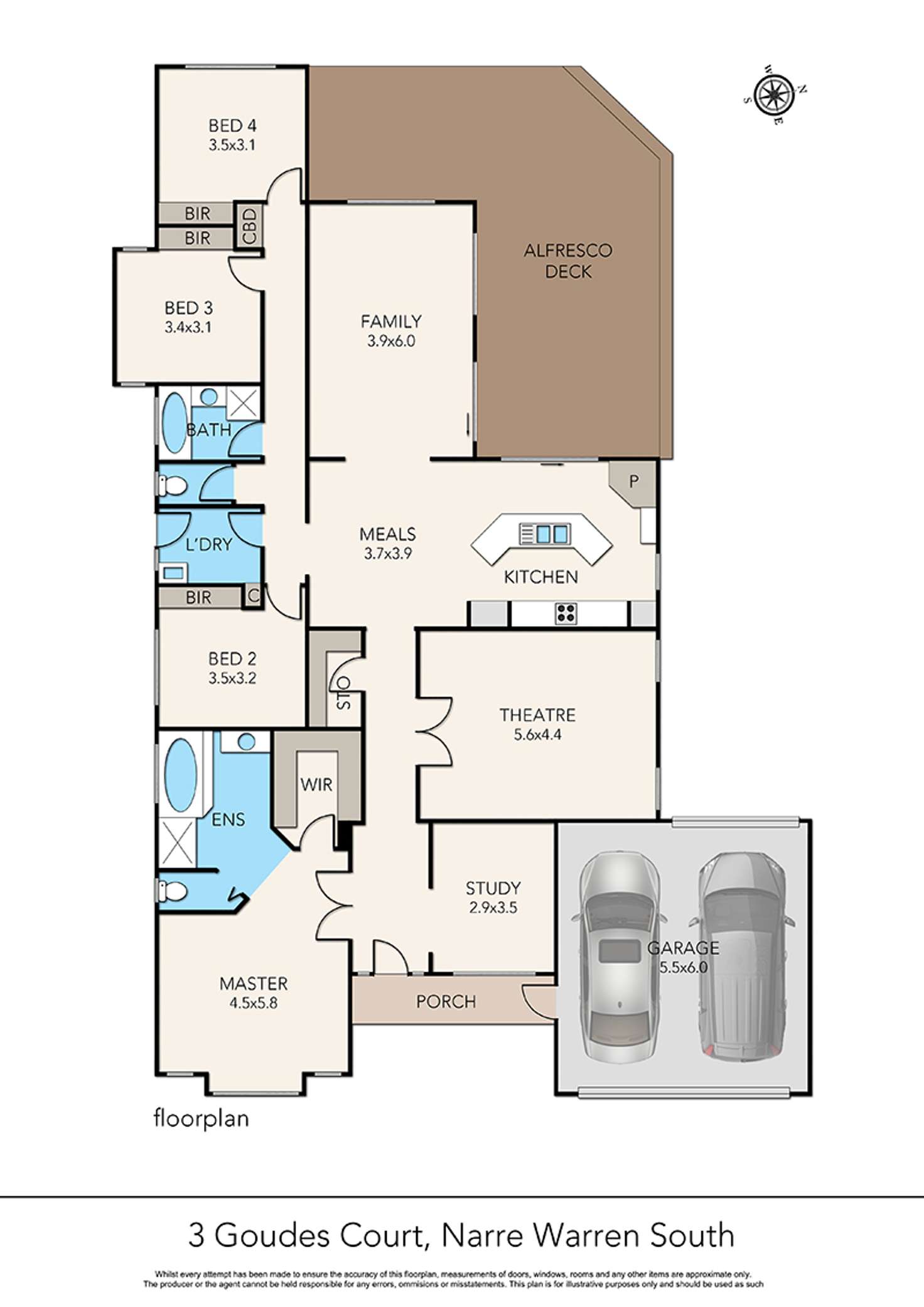 Floorplan of Homely house listing, 3 Goudes Court, Narre Warren South VIC 3805