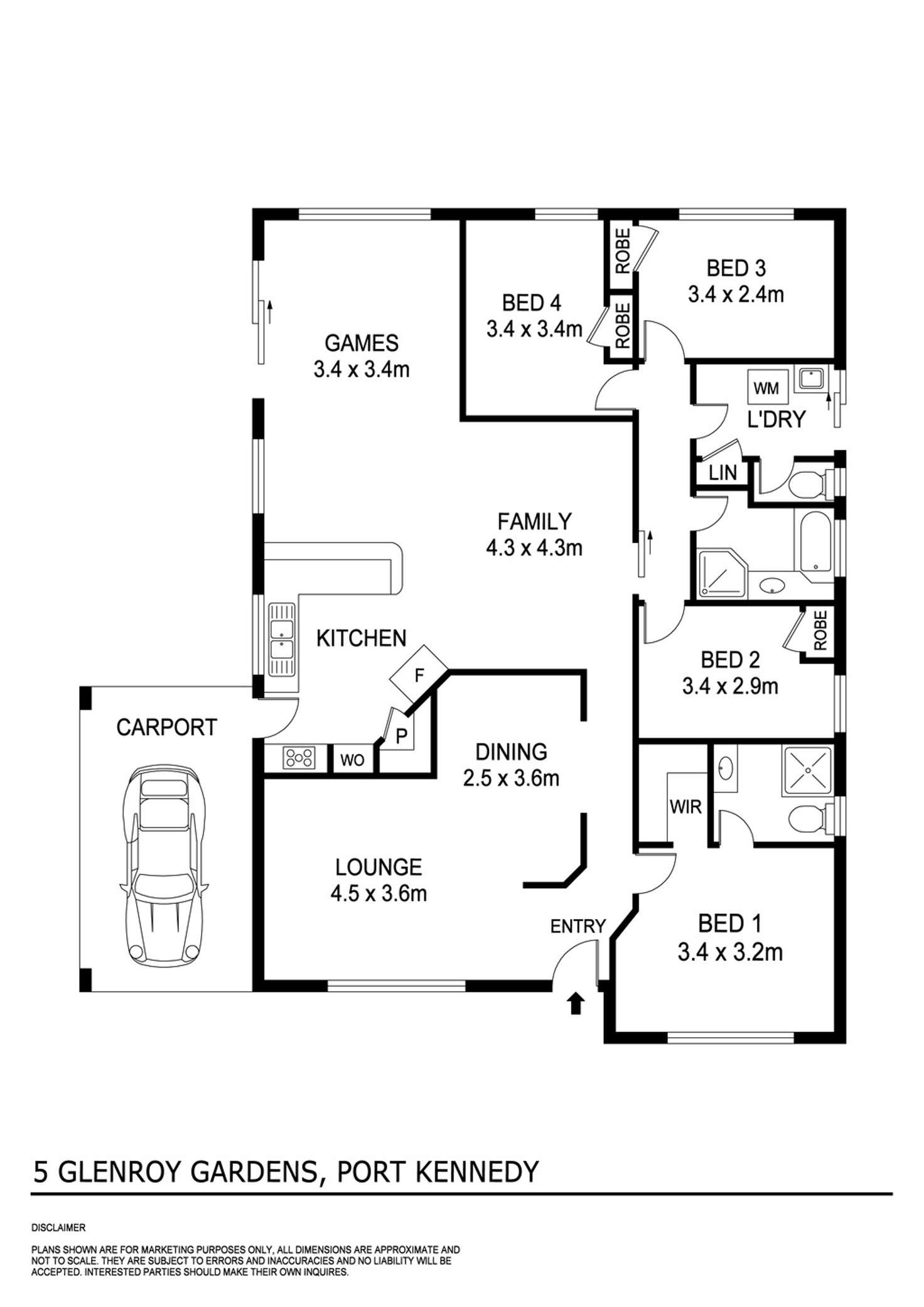 Floorplan of Homely house listing, 5 Glenroy Gardens, Port Kennedy WA 6172