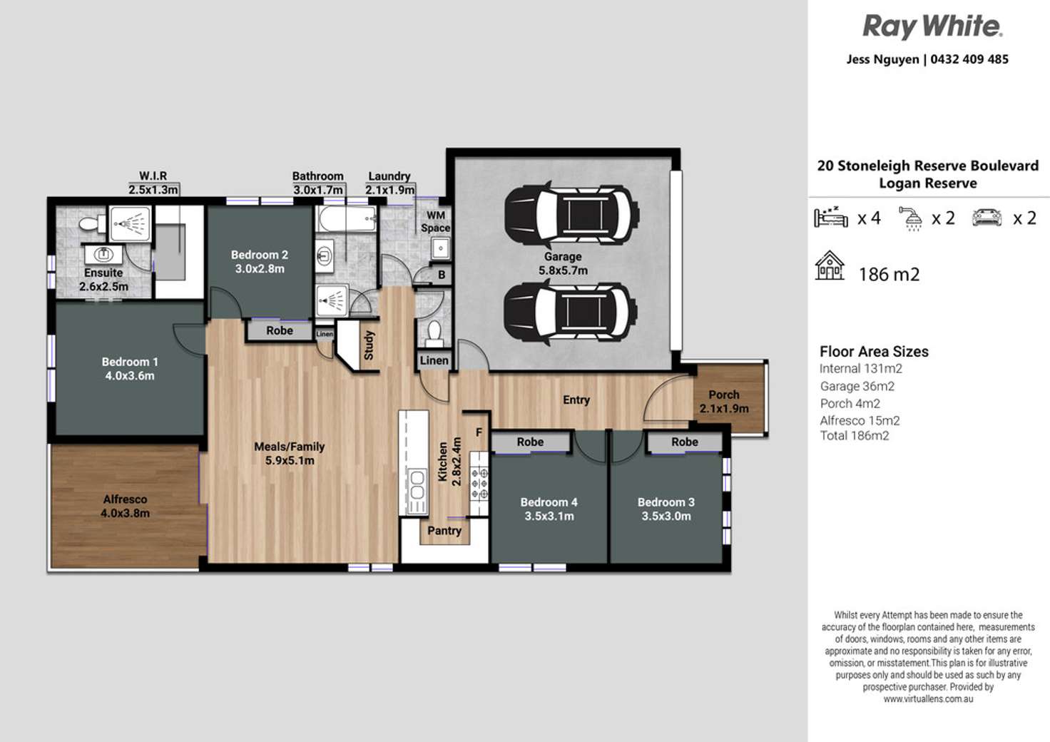 Floorplan of Homely house listing, 20 Stoneleigh Reserve Boulevard, Logan Reserve QLD 4133