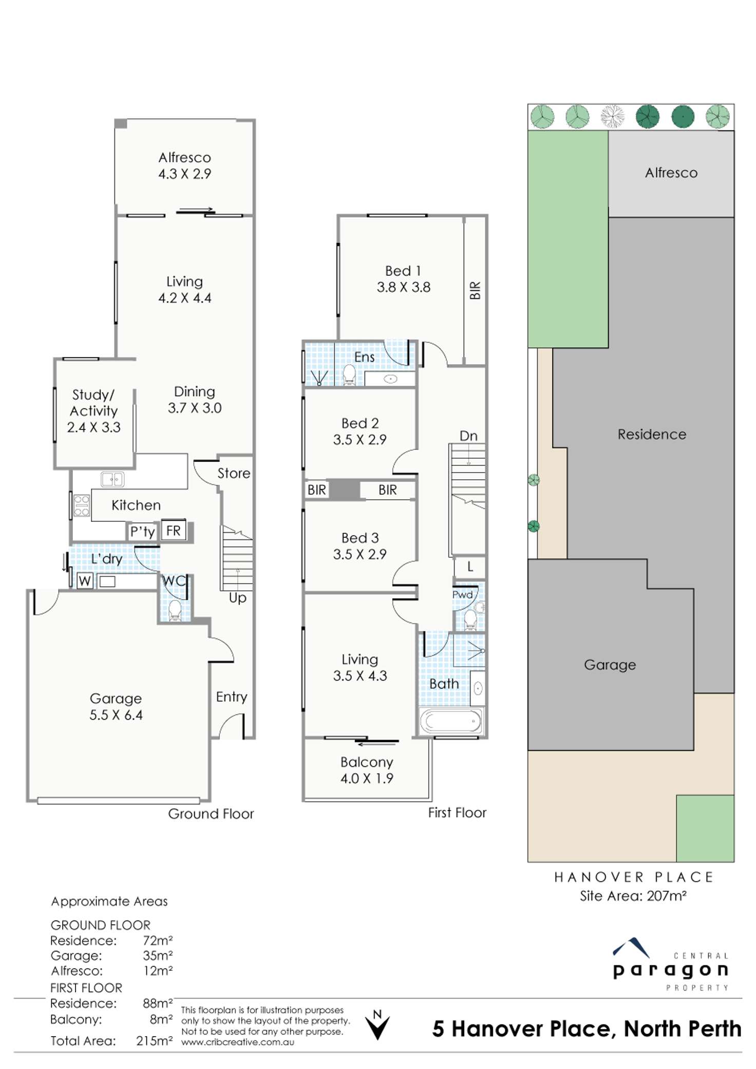 Floorplan of Homely house listing, 5 Hanover Place, North Perth WA 6006