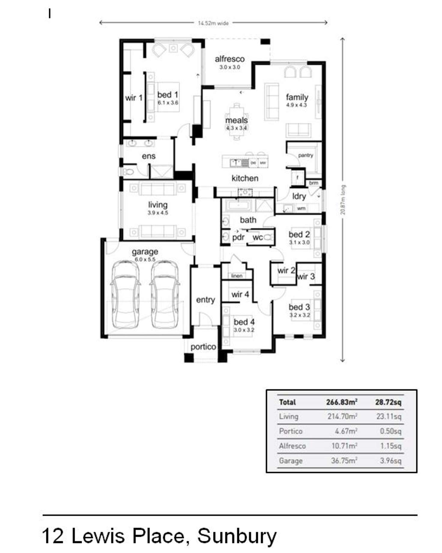 Floorplan of Homely house listing, 12 Lewis Place, Sunbury VIC 3429