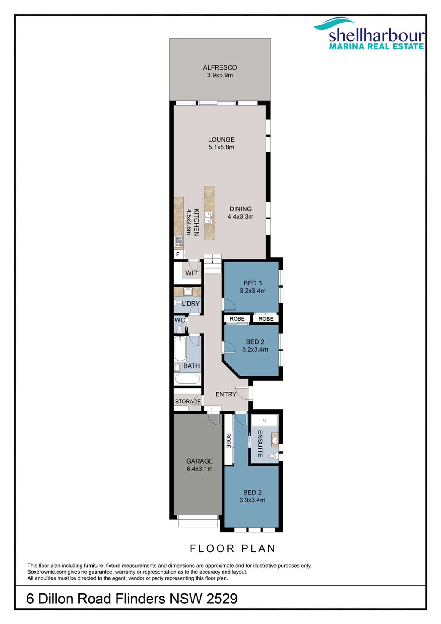Floorplan of Homely semiDetached listing, 6 Dillon Road, Flinders NSW 2529