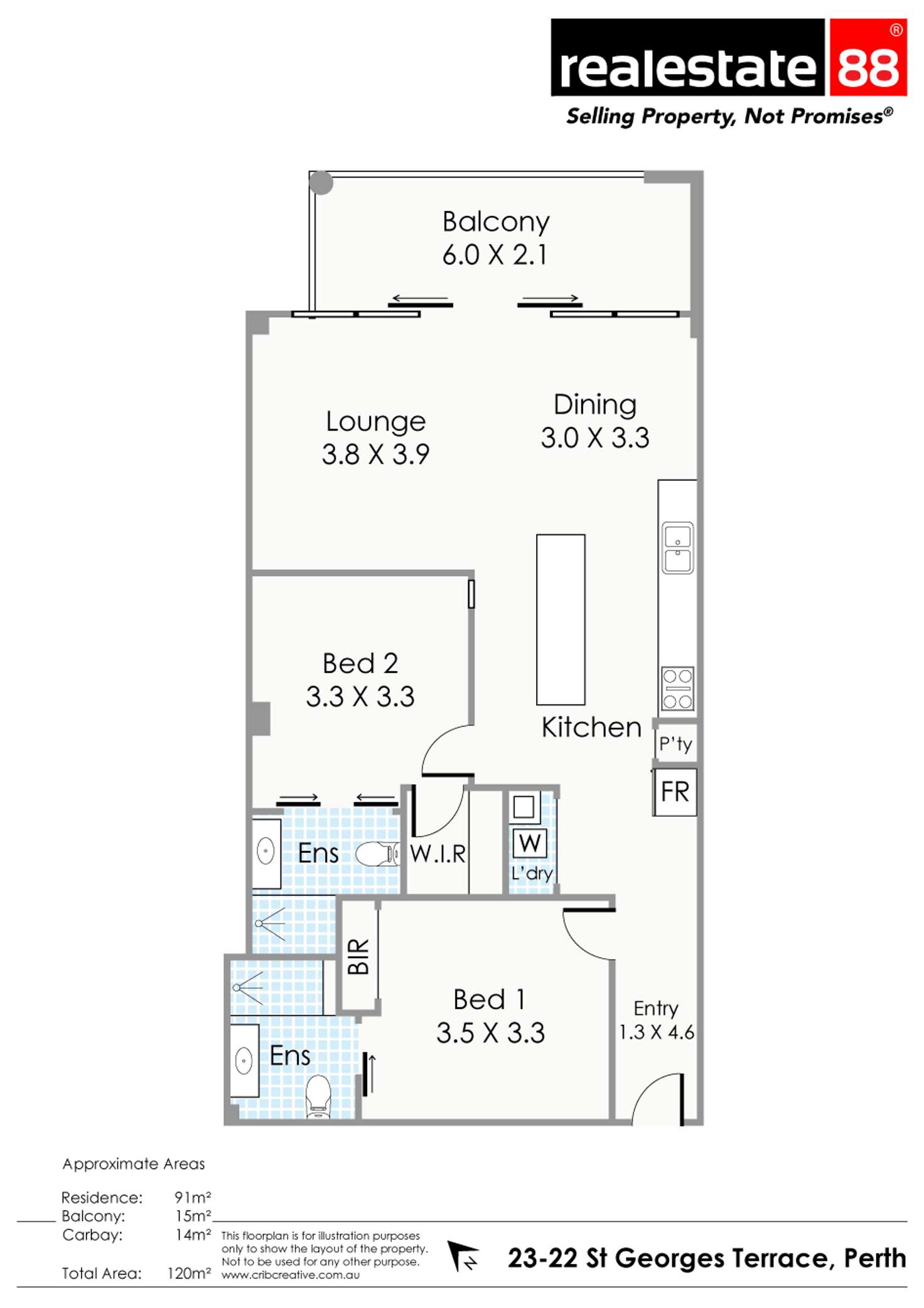 Floorplan of Homely apartment listing, 23/22 St Georges Terrace, Perth WA 6000