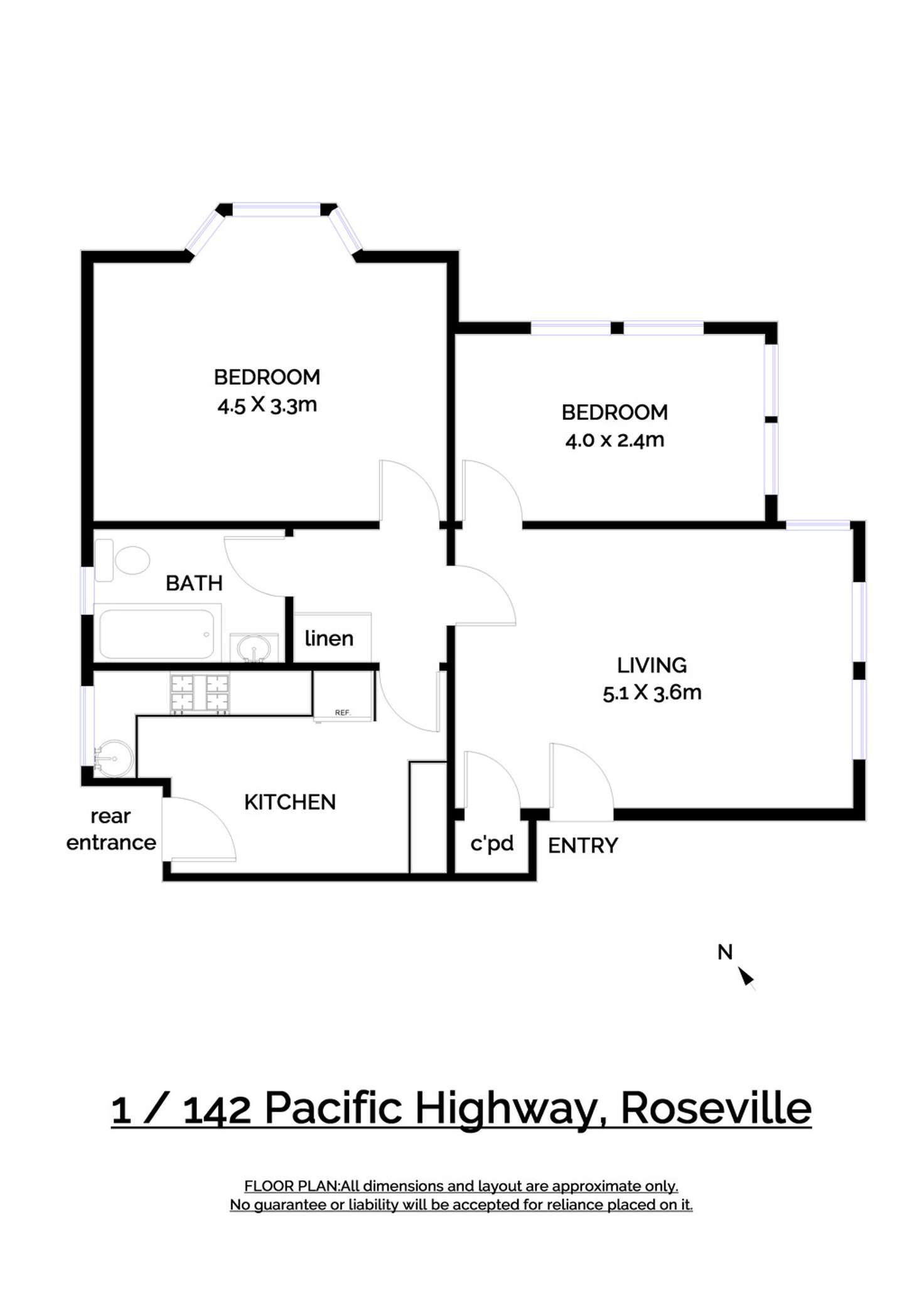 Floorplan of Homely unit listing, 1/142 Pacific Highway, Roseville NSW 2069