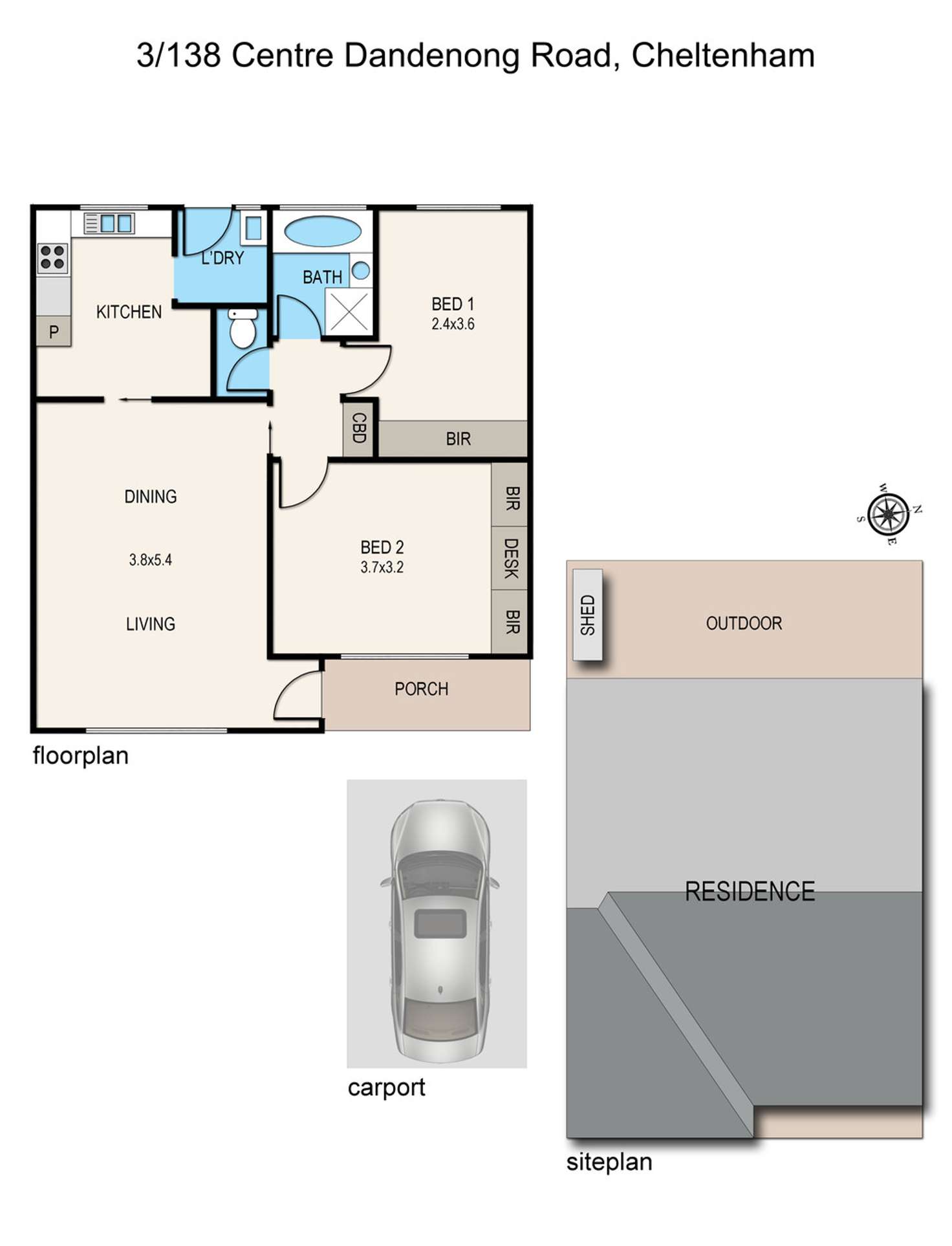 Floorplan of Homely unit listing, 3/138 Centre Dandenong Road, Cheltenham VIC 3192