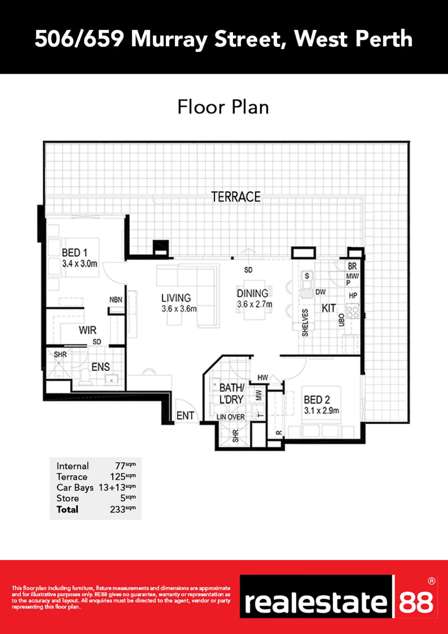Floorplan of Homely apartment listing, 506/659 Murray Street, West Perth WA 6005