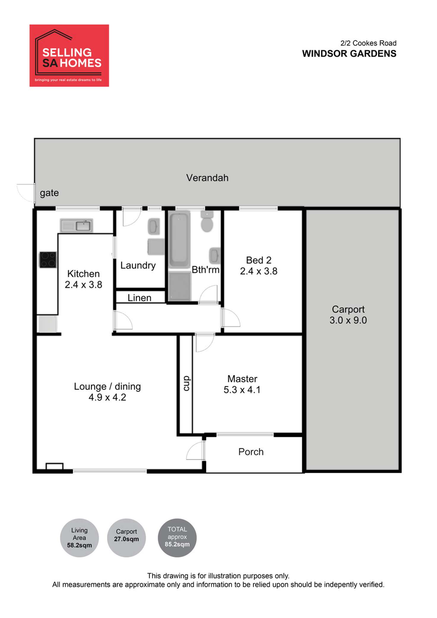 Floorplan of Homely unit listing, 2/2 Cookes Road, Windsor Gardens SA 5087