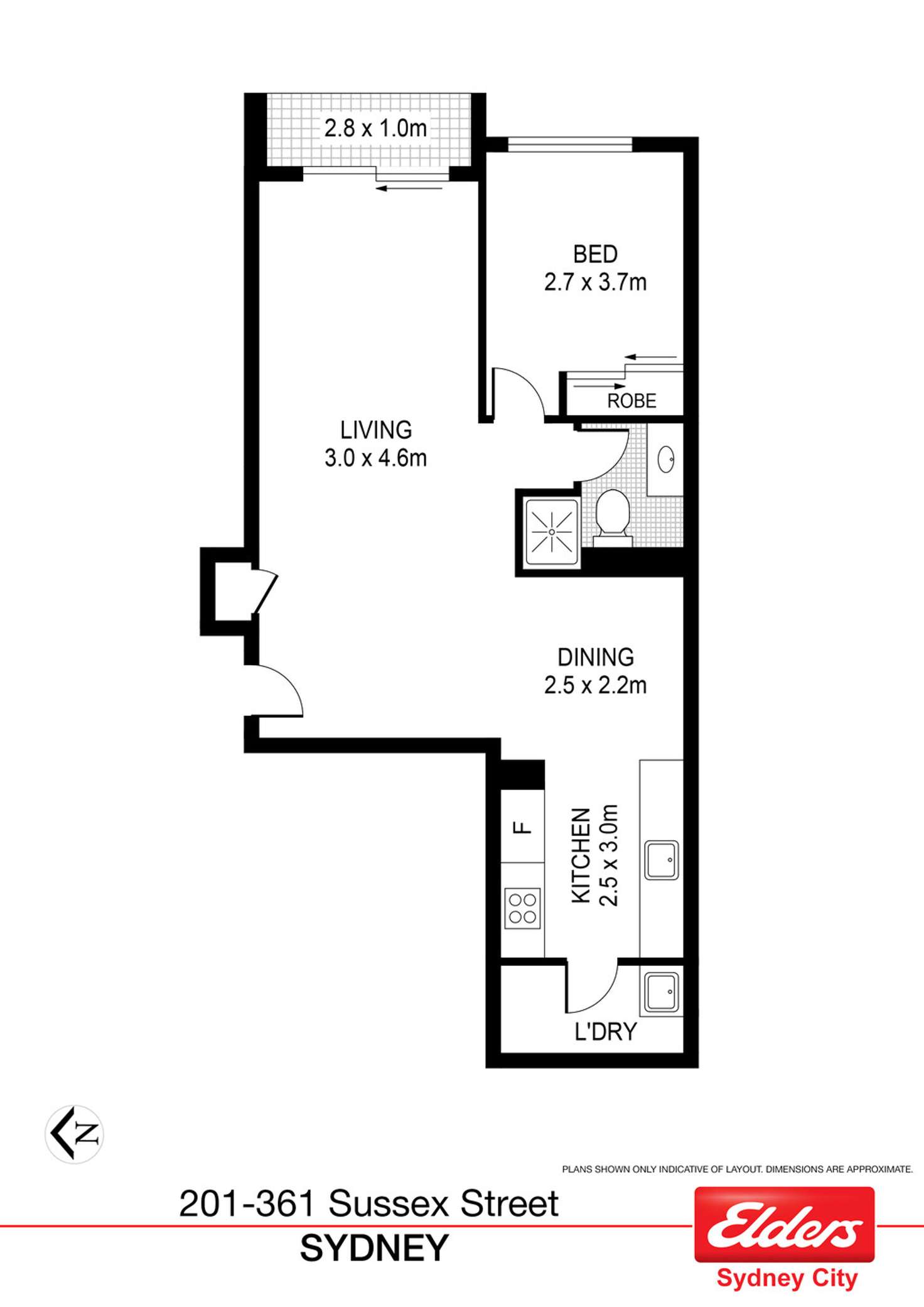 Floorplan of Homely apartment listing, 201/361 Sussex Street, Sydney NSW 2000