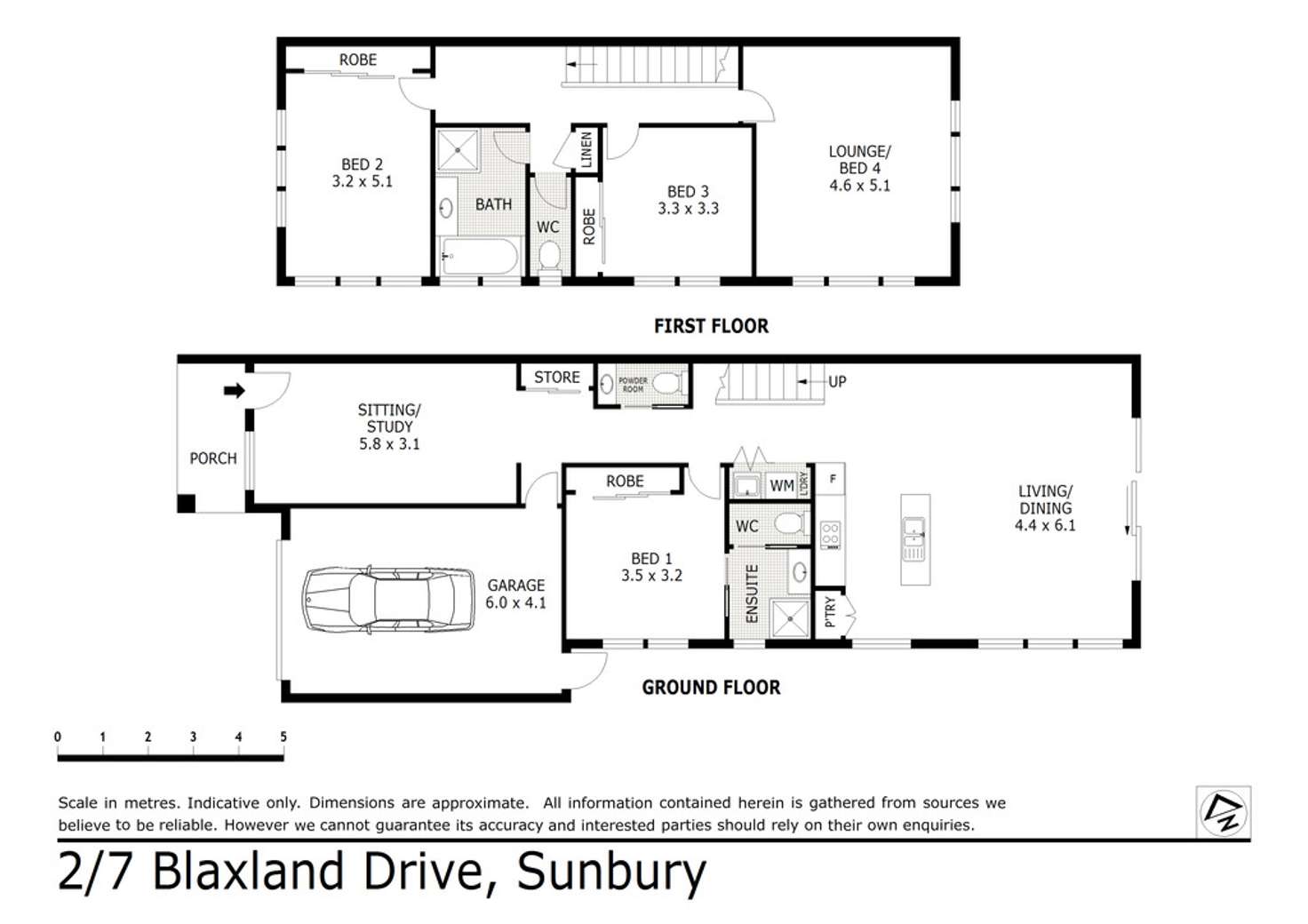 Floorplan of Homely townhouse listing, 2/7 Blaxland Drive, Sunbury VIC 3429