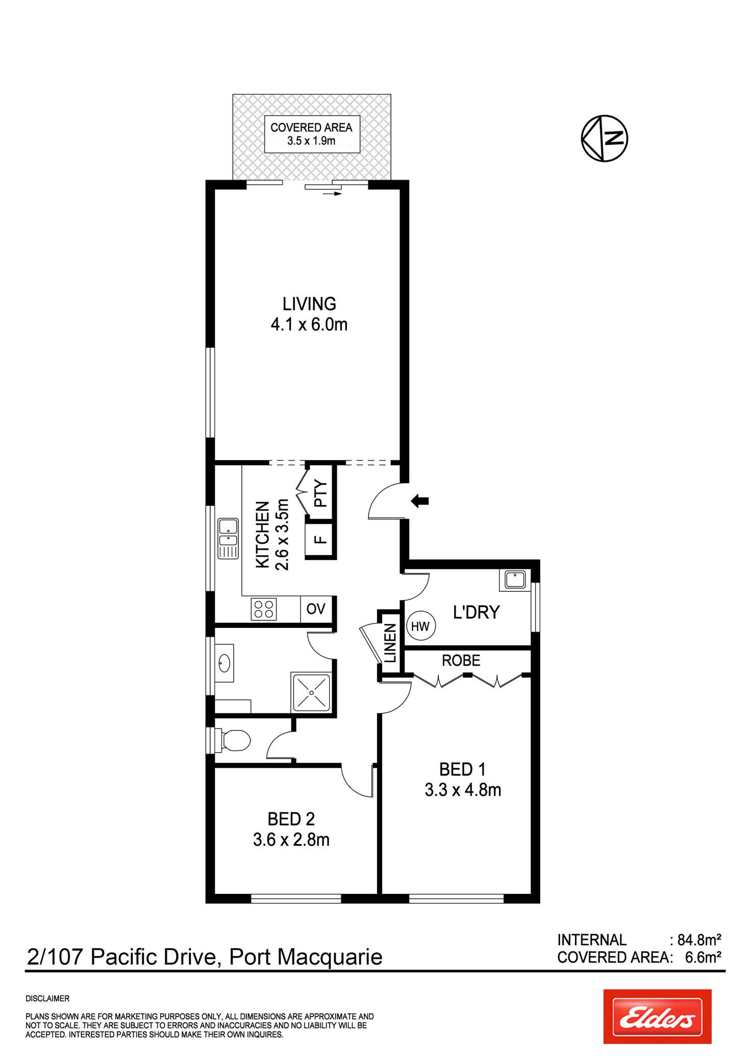 Floorplan of Homely unit listing, 2/107 Pacific Drive, Port Macquarie NSW 2444