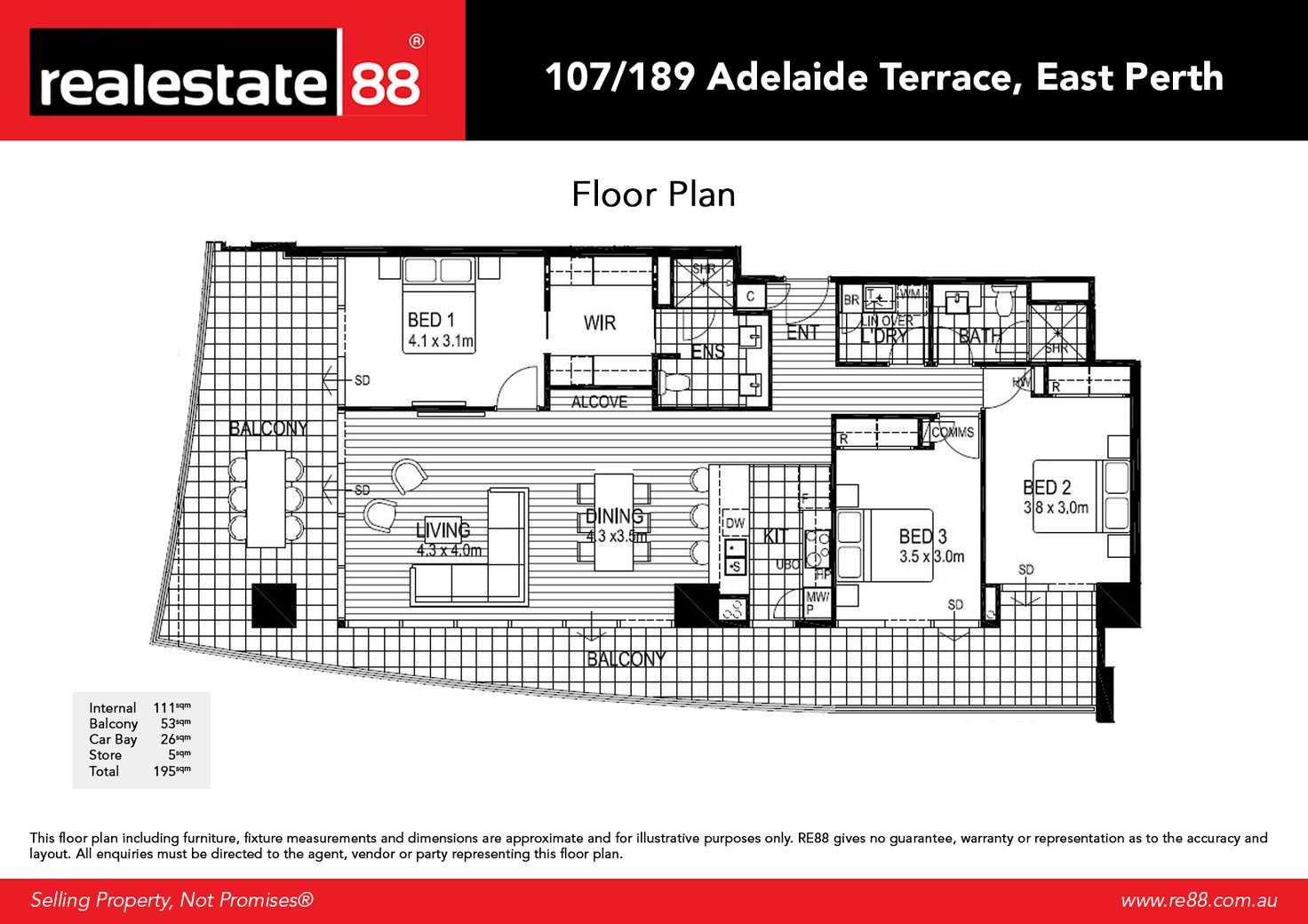 Floorplan of Homely apartment listing, 107/189 Adelaide Terrace, East Perth WA 6004