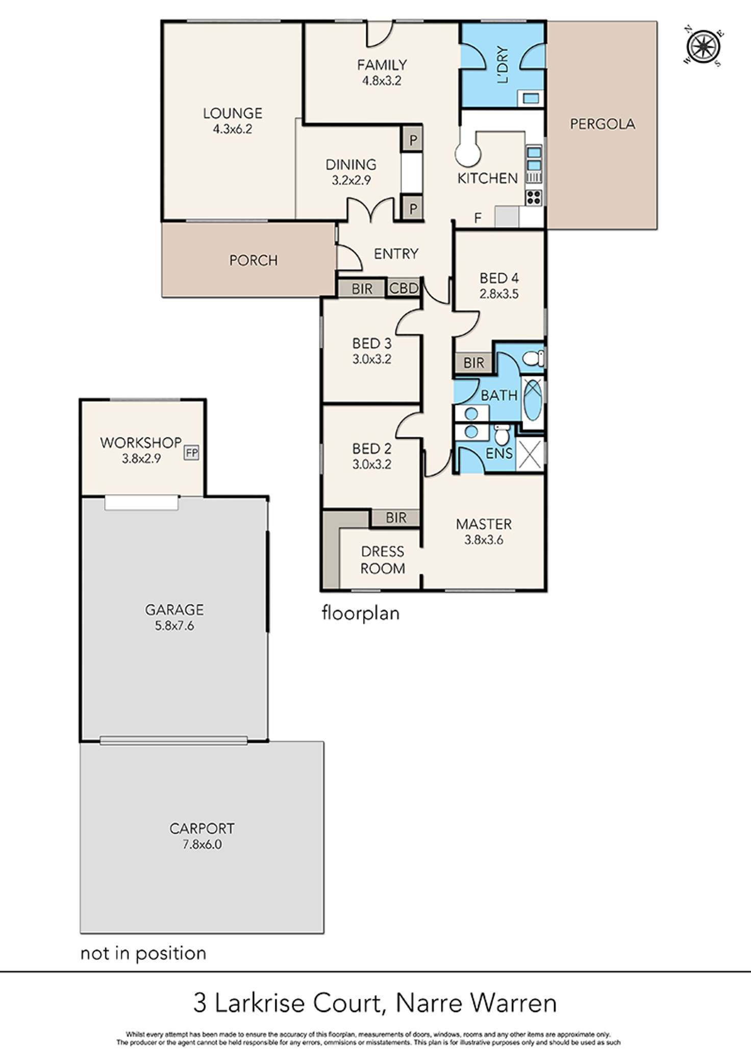 Floorplan of Homely house listing, 3 Larkrise Court, Narre Warren VIC 3805
