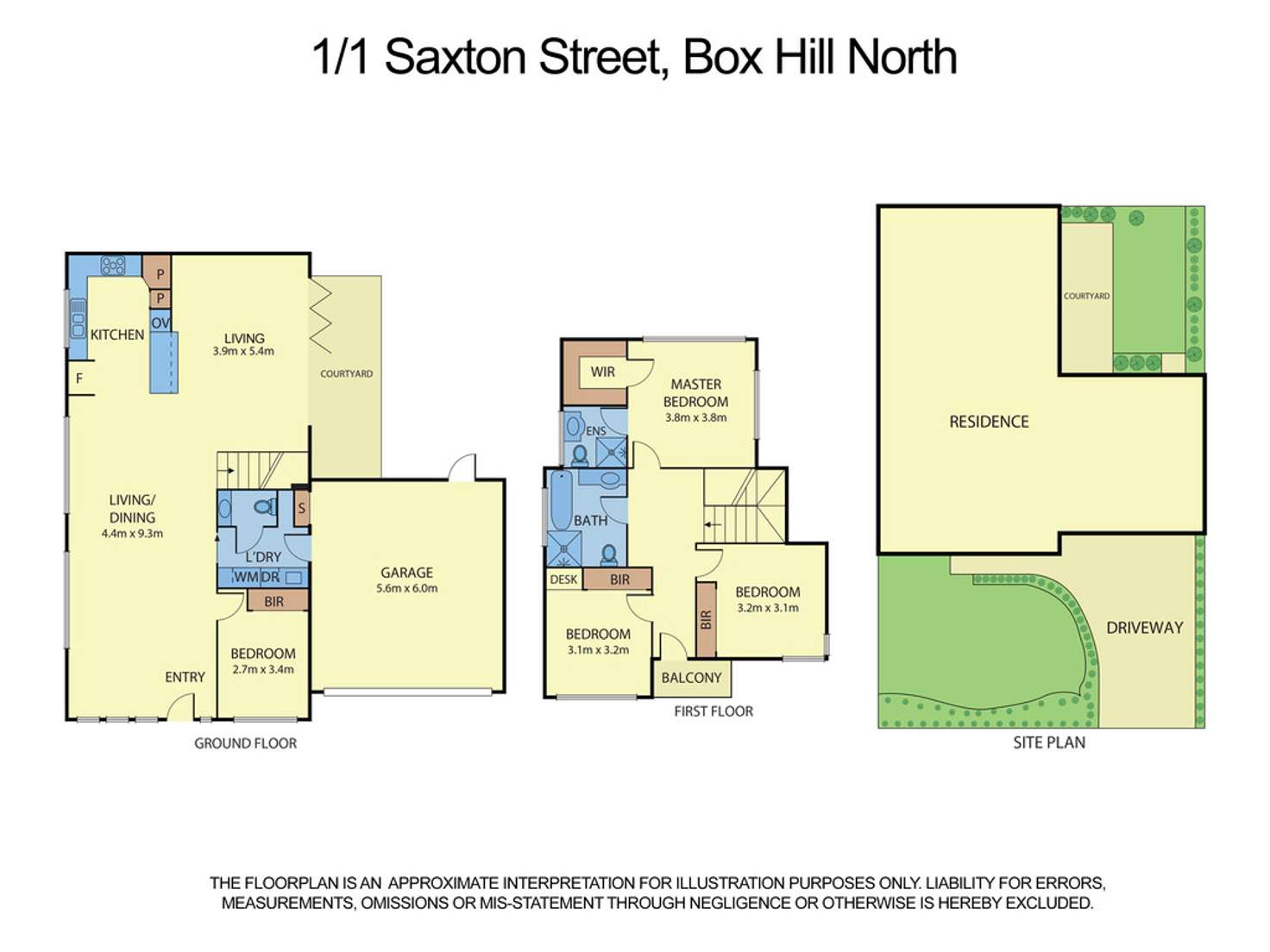 Floorplan of Homely townhouse listing, 1/1 Saxton Street, Box Hill North VIC 3129