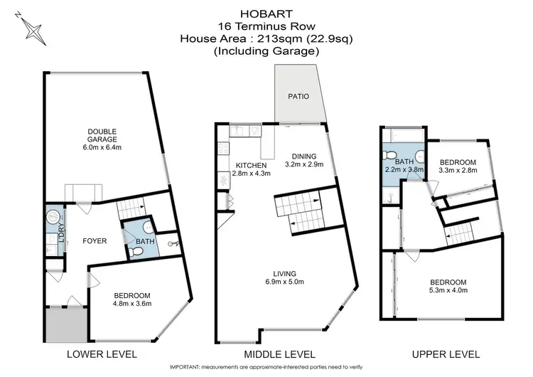 Floorplan of Homely townhouse listing, 16 Terminus Row, Hobart TAS 7000