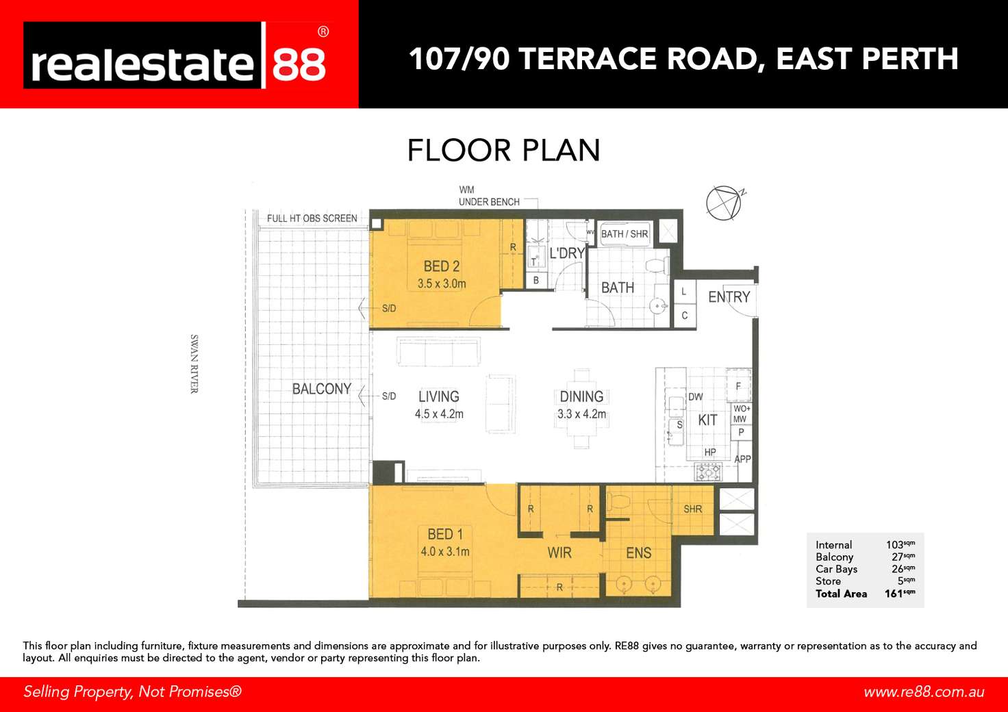 Floorplan of Homely apartment listing, 107/90 Terrace Road, East Perth WA 6004