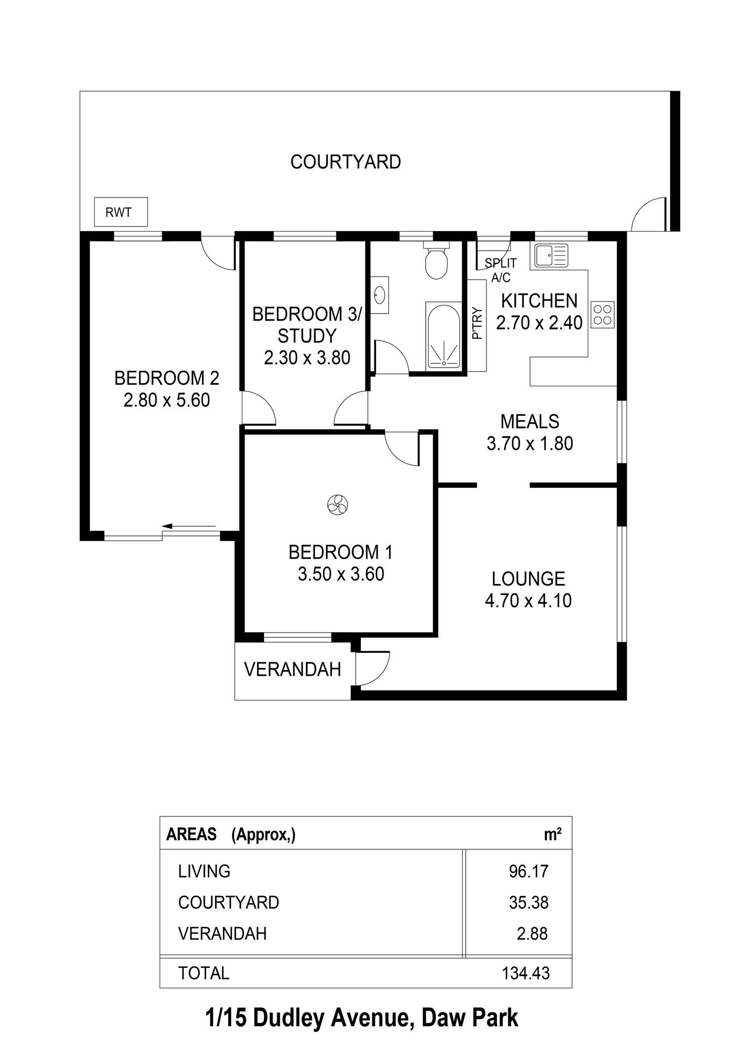 Floorplan of Homely unit listing, 1/15 Dudley Avenue, Daw Park SA 5041