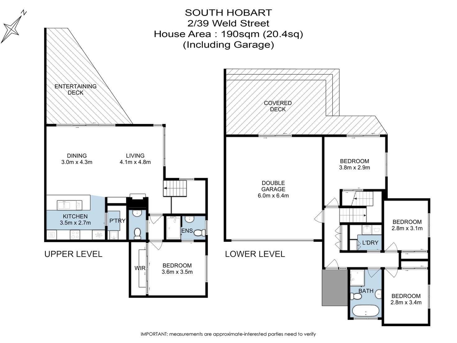 Floorplan of Homely townhouse listing, 2/39 Weld Street, South Hobart TAS 7004