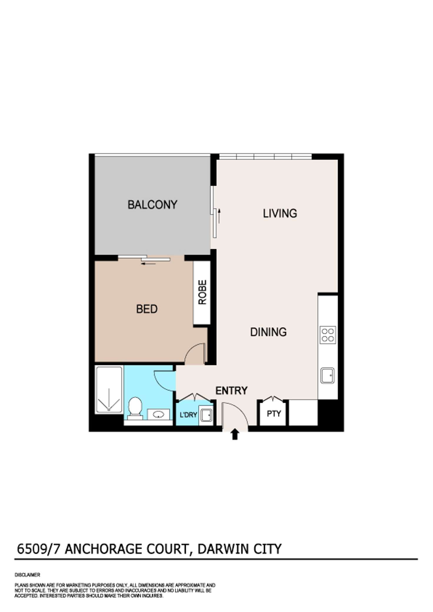 Floorplan of Homely unit listing, 6509/7 Anchorage Court, Darwin City NT 800