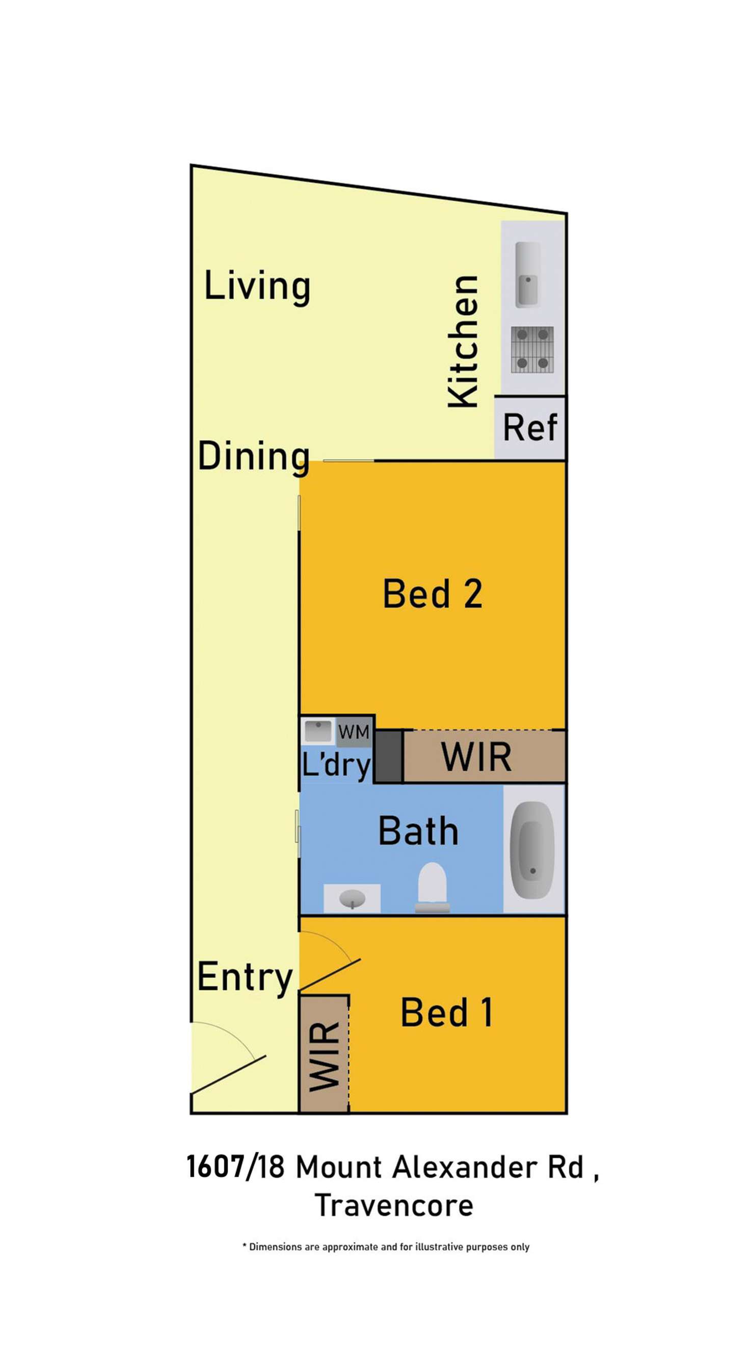 Floorplan of Homely apartment listing, 1607/18 Mount Alexander Road, Travancore VIC 3032