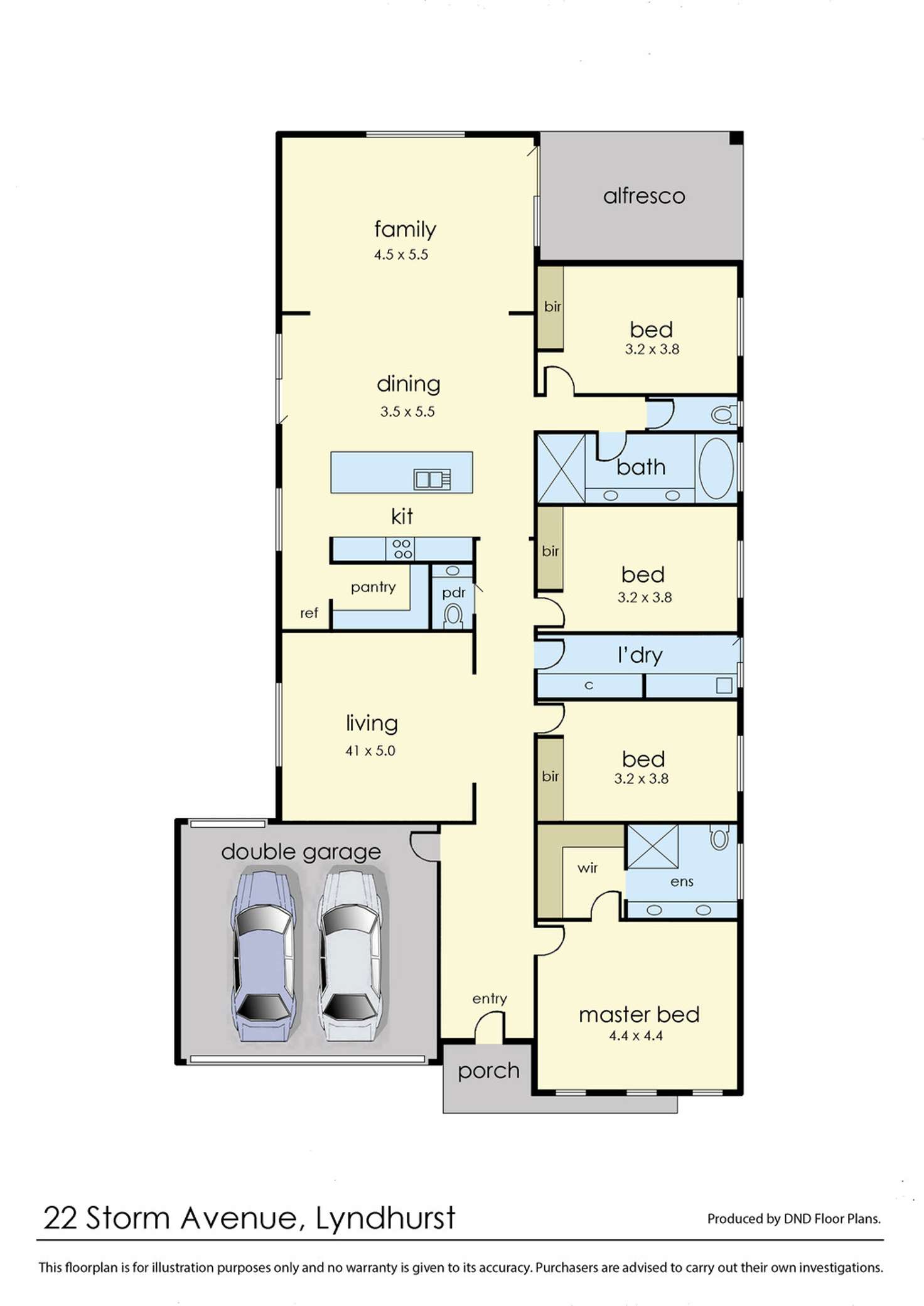 Floorplan of Homely house listing, 22 Storm Avenue, Lyndhurst VIC 3975