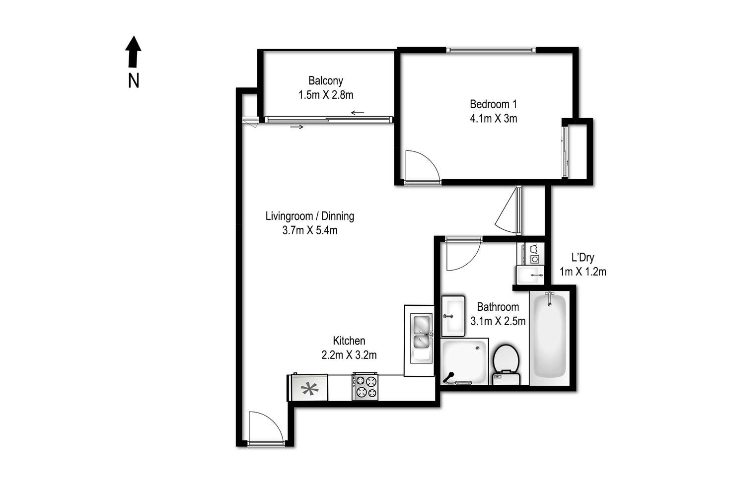 Floorplan of Homely apartment listing, 227/298-304 Sussex Street, Sydney NSW 2000