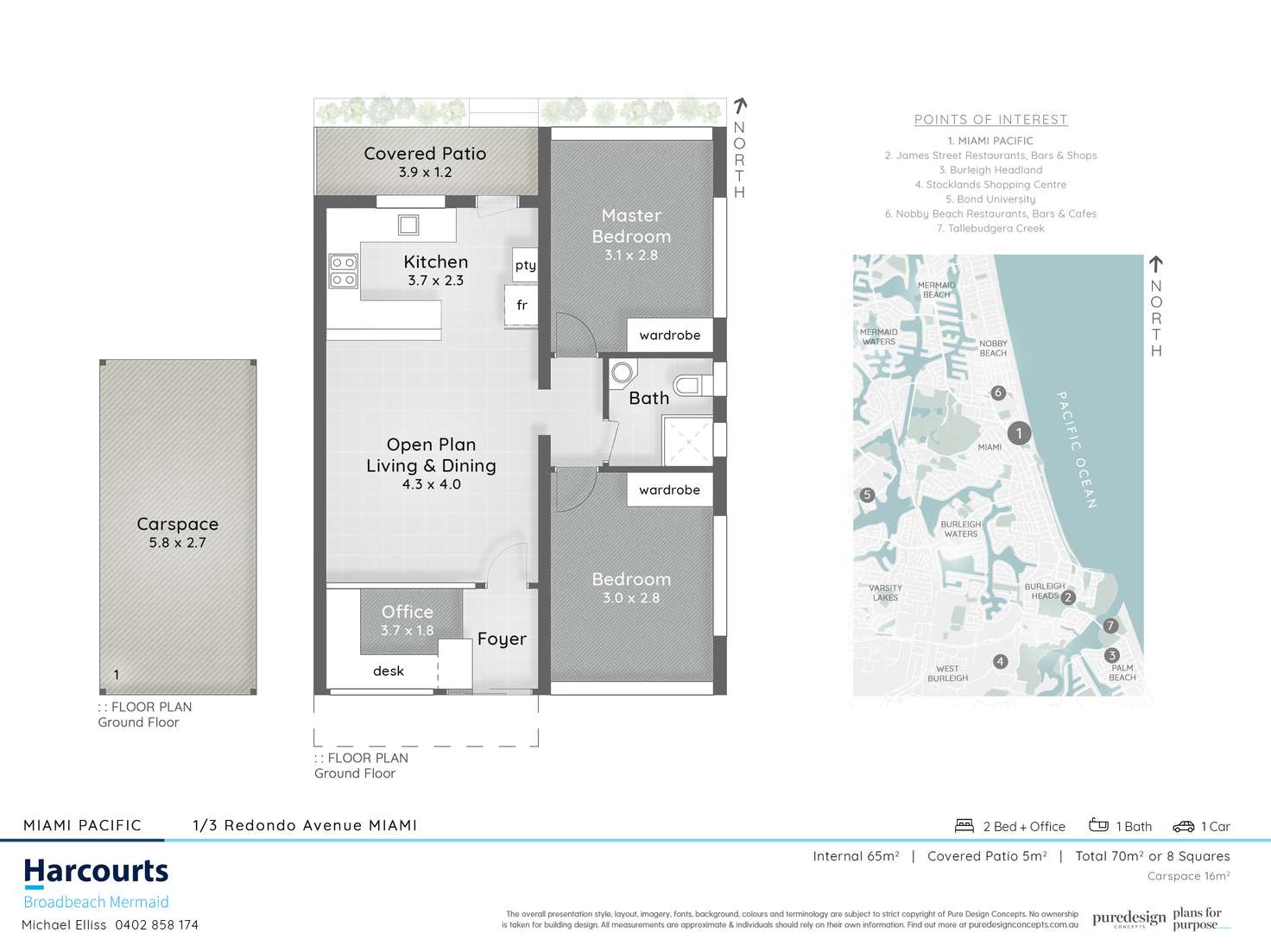 Floorplan of Homely unit listing, 1/3 Redondo Avenue, Miami QLD 4220