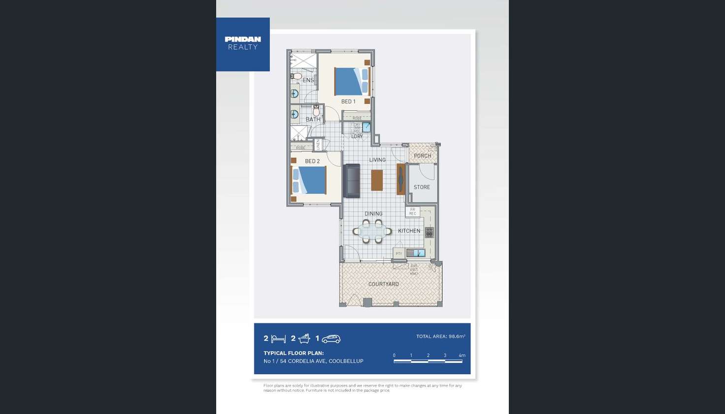 Floorplan of Homely apartment listing, 1/54 Cordelia Avenue, Coolbellup WA 6163