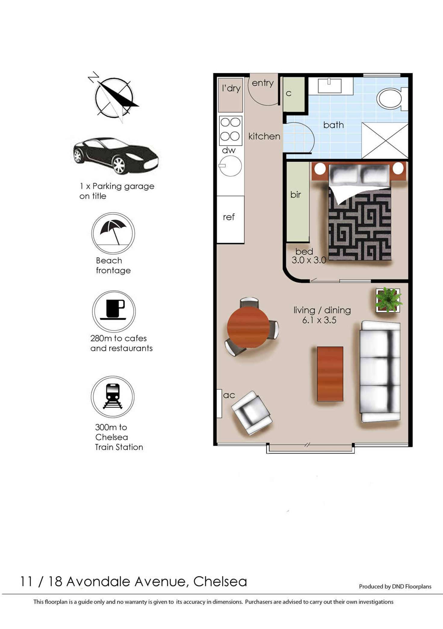 Floorplan of Homely apartment listing, 11/18 Avondale Avenue, Chelsea VIC 3196