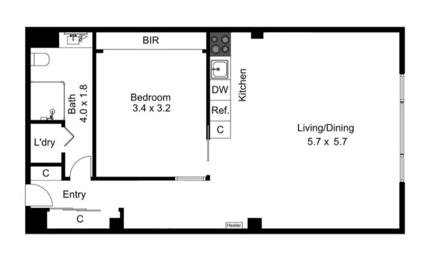 Floorplan of Homely apartment listing, 102/422 Collins Street, Melbourne VIC 3000