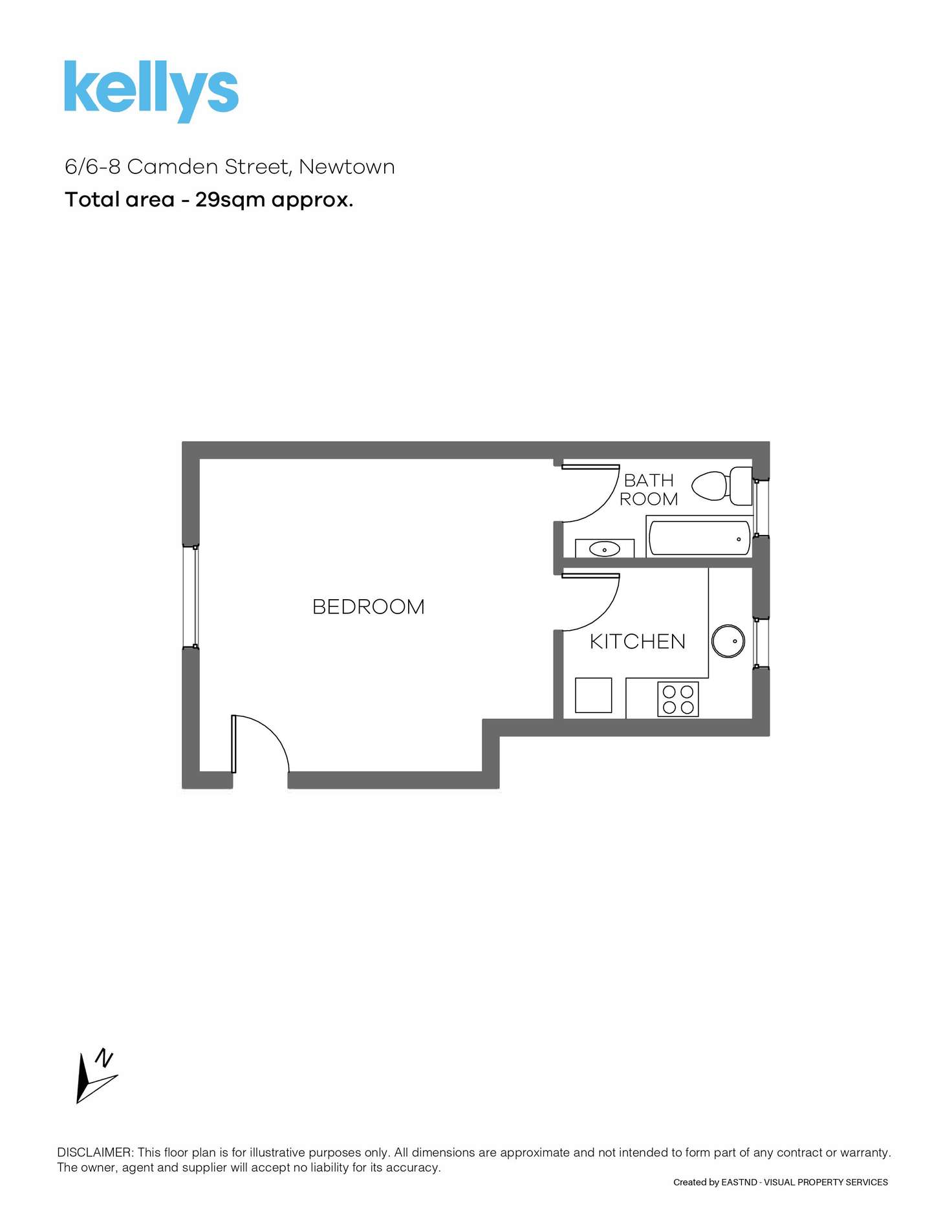 Floorplan of Homely studio listing, 6/6-8 Camden Street, Newtown NSW 2042