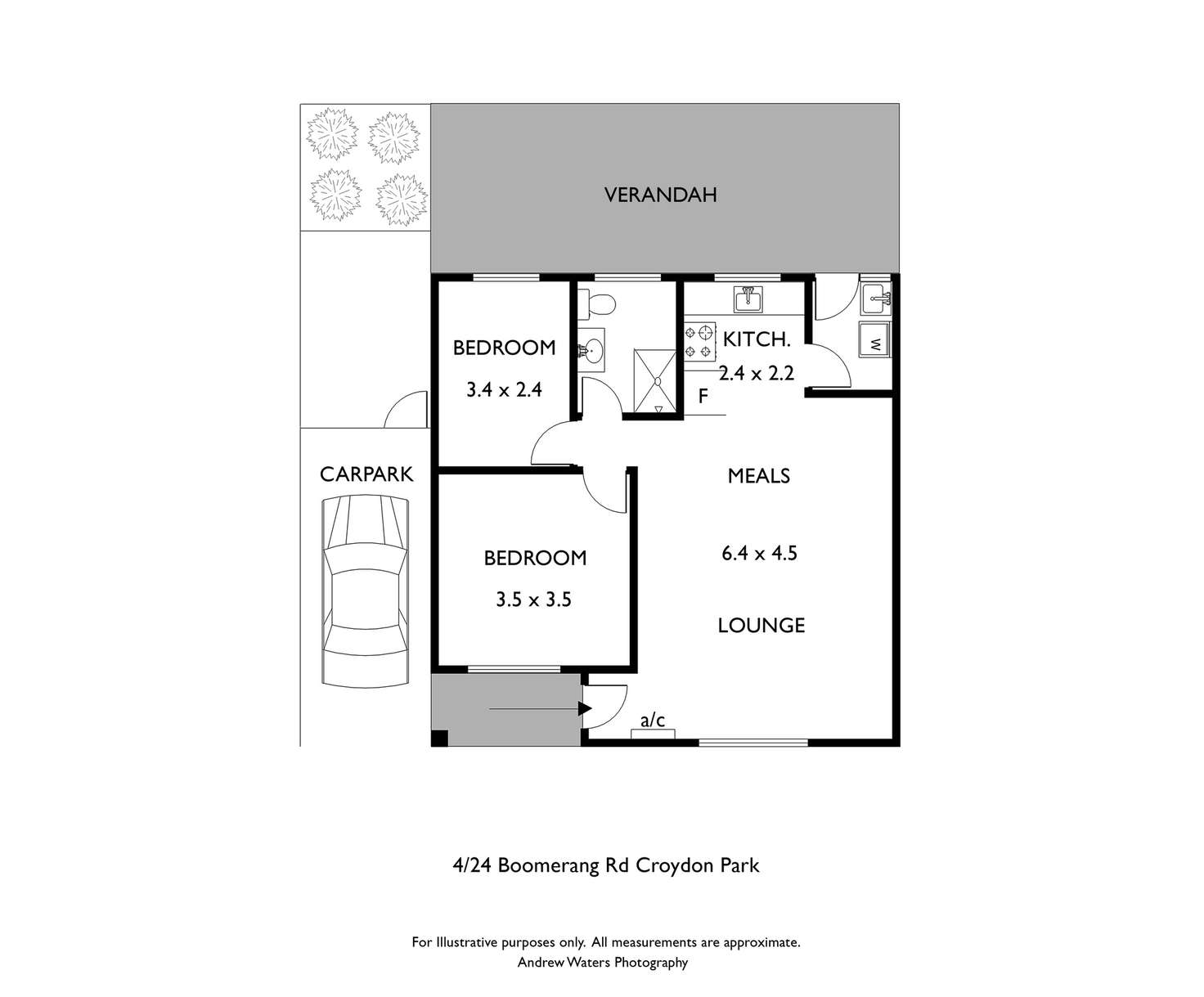 Floorplan of Homely unit listing, 4/24 Boomerang Road, Croydon Park SA 5008