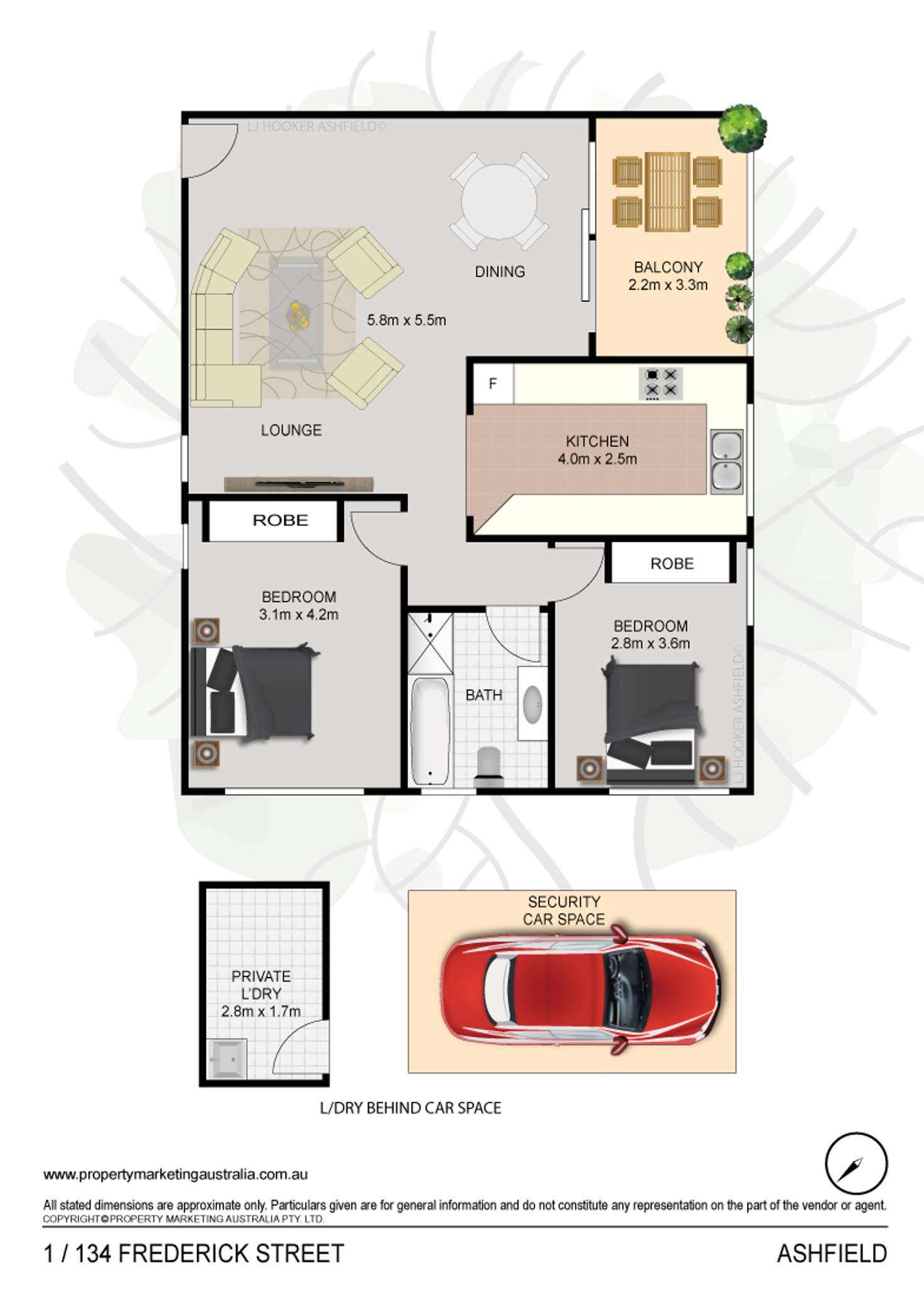 Floorplan of Homely unit listing, 1/134 Frederick Street, Ashfield NSW 2131