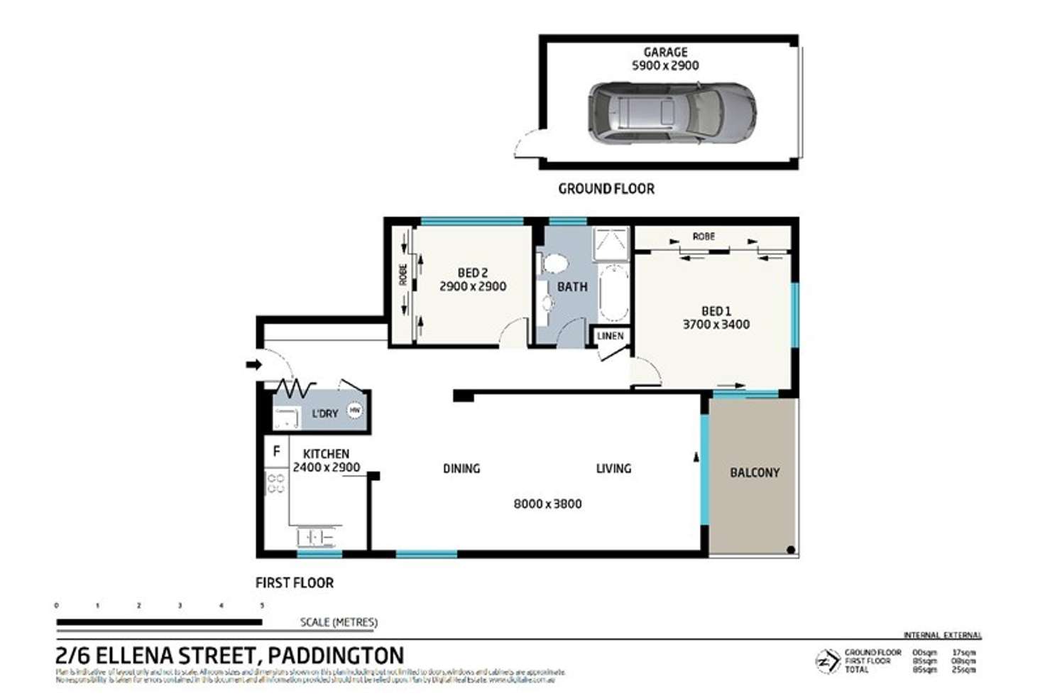 Floorplan of Homely unit listing, 2/6 Ellena Street, Paddington QLD 4064