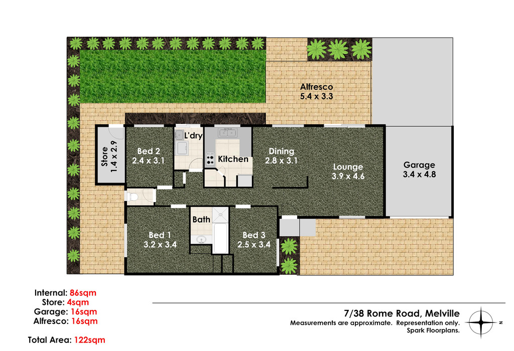 Floorplan of Homely villa listing, 7/38 Rome Road, Myaree WA 6154