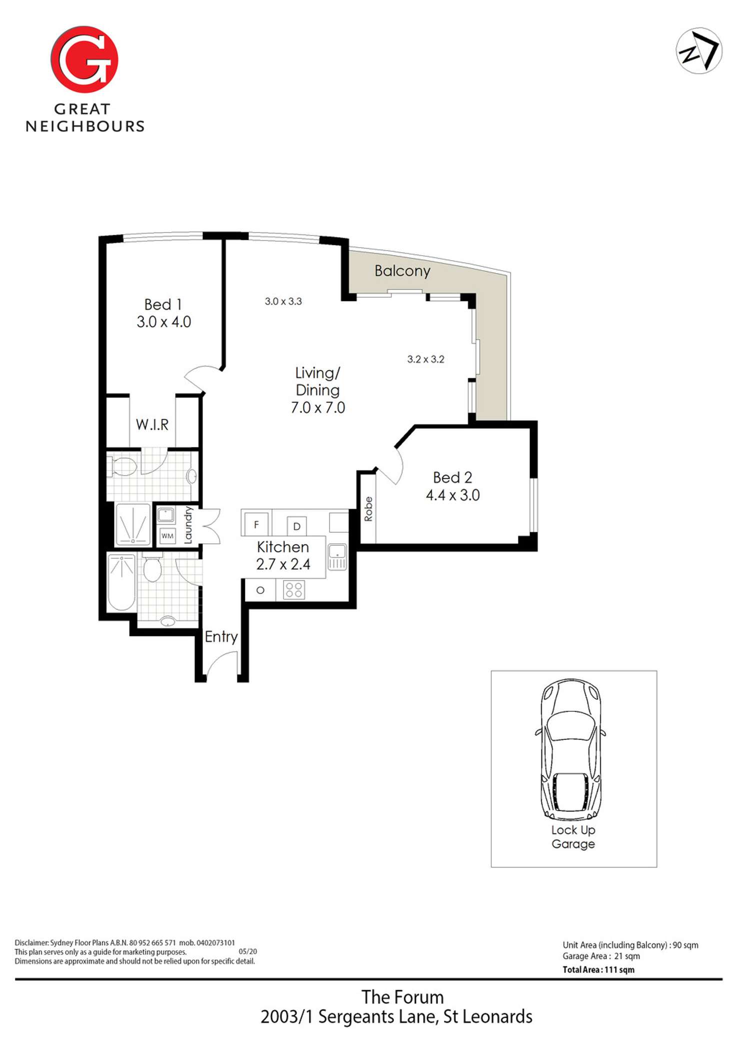 Floorplan of Homely apartment listing, 2003/1 Sergeants Lane, St Leonards NSW 2065
