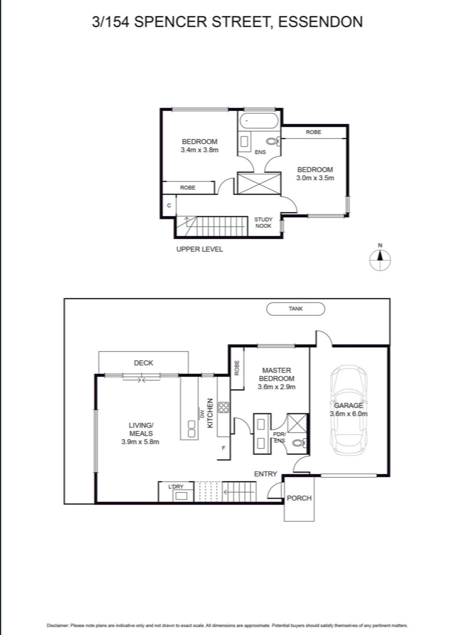 Floorplan of Homely townhouse listing, 3/154 Spencer Street, Essendon VIC 3040