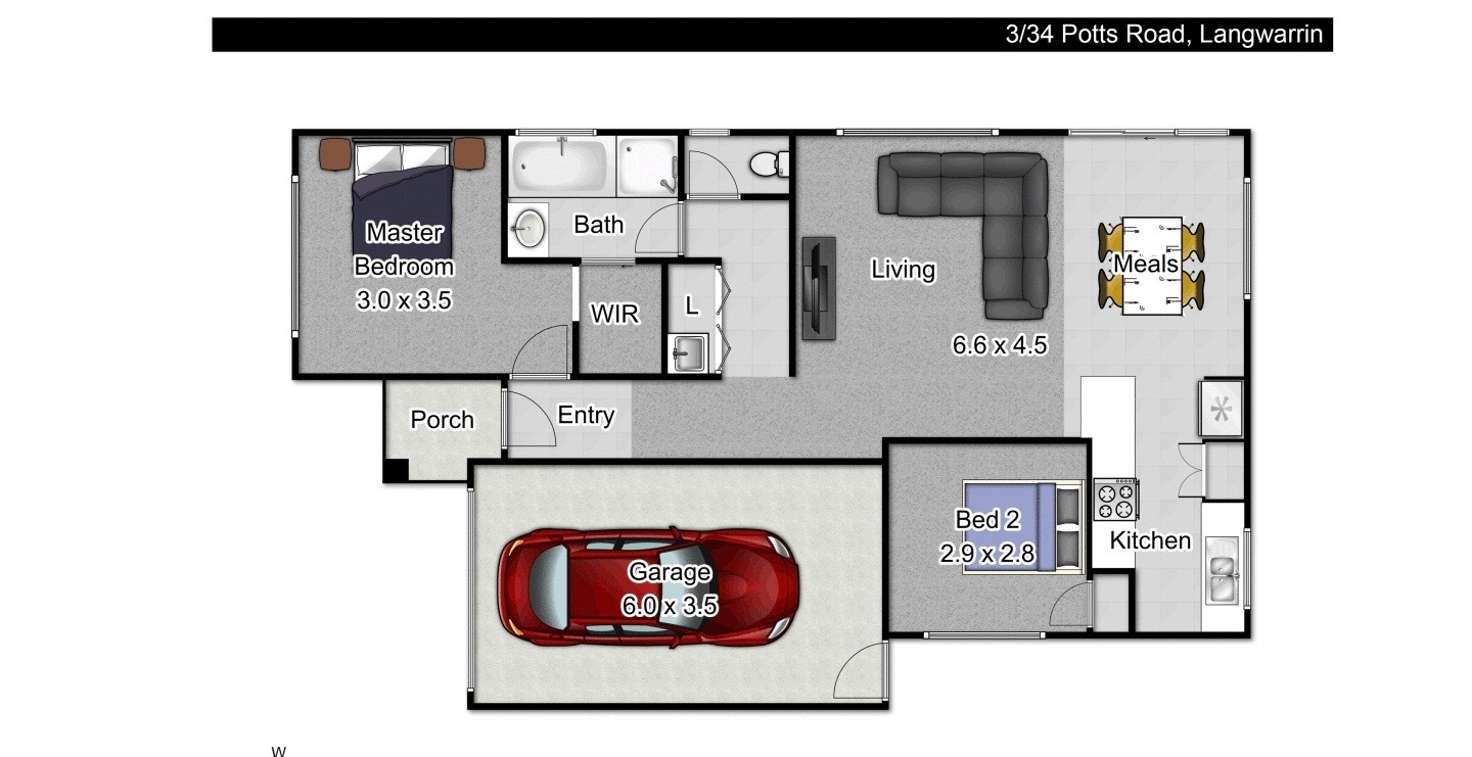Floorplan of Homely unit listing, 3/34 Potts Road, Langwarrin VIC 3910