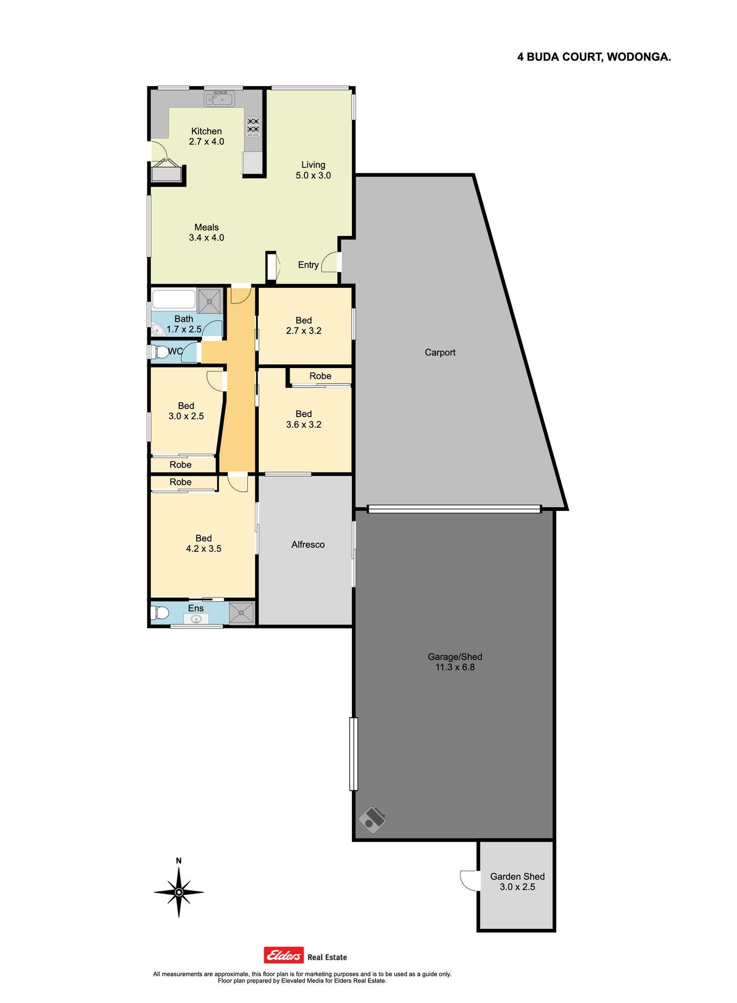 Floorplan of Homely house listing, 4 Buda Court, Wodonga VIC 3690