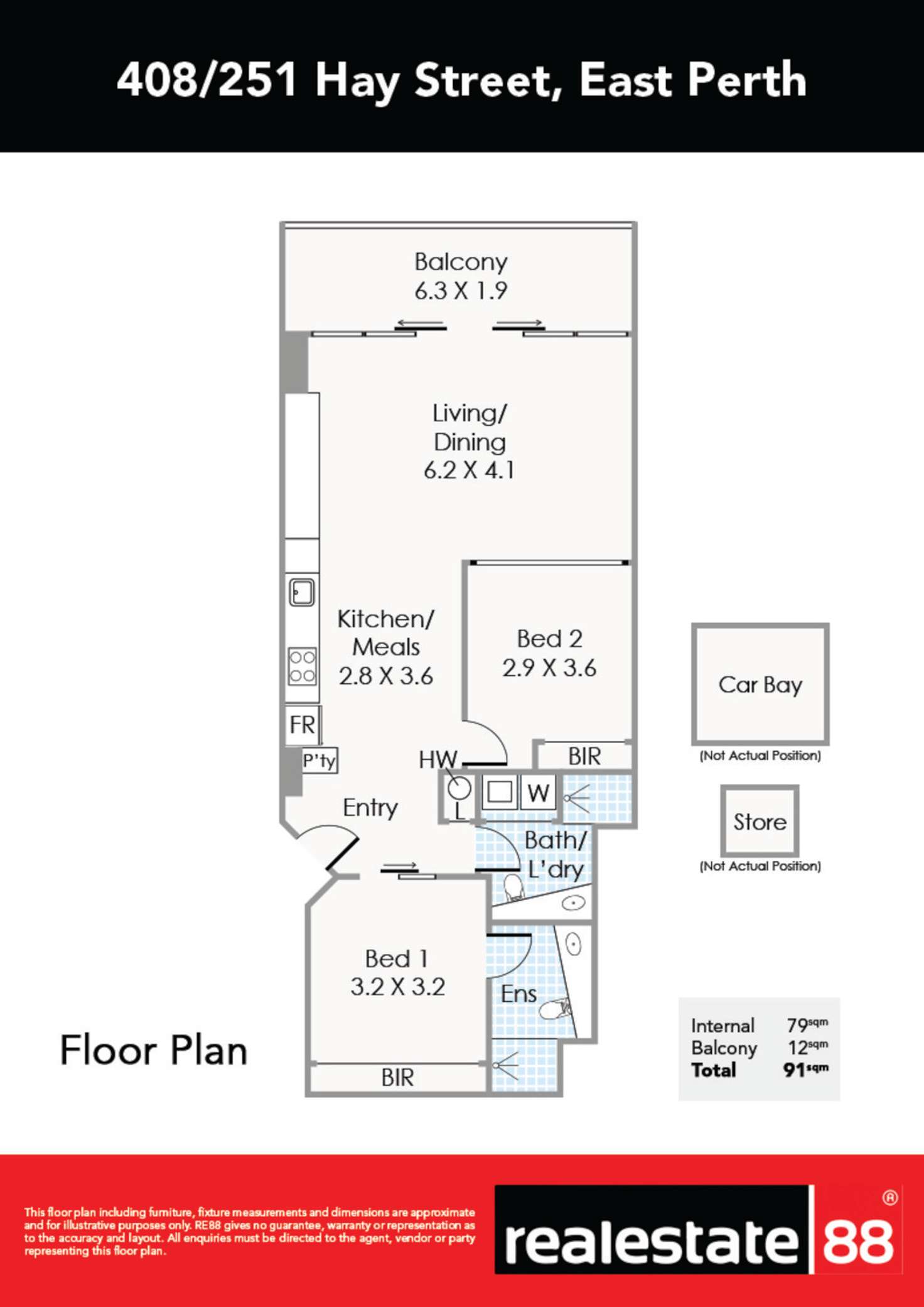 Floorplan of Homely apartment listing, 408/251 Hay Street, East Perth WA 6004