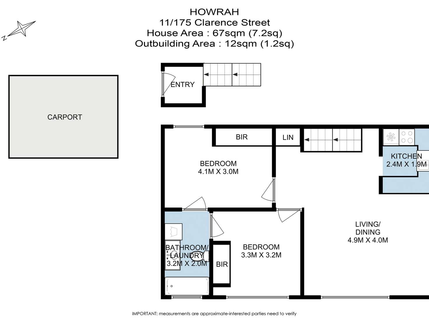 Floorplan of Homely unit listing, 11/175 Clarence Street, Howrah TAS 7018